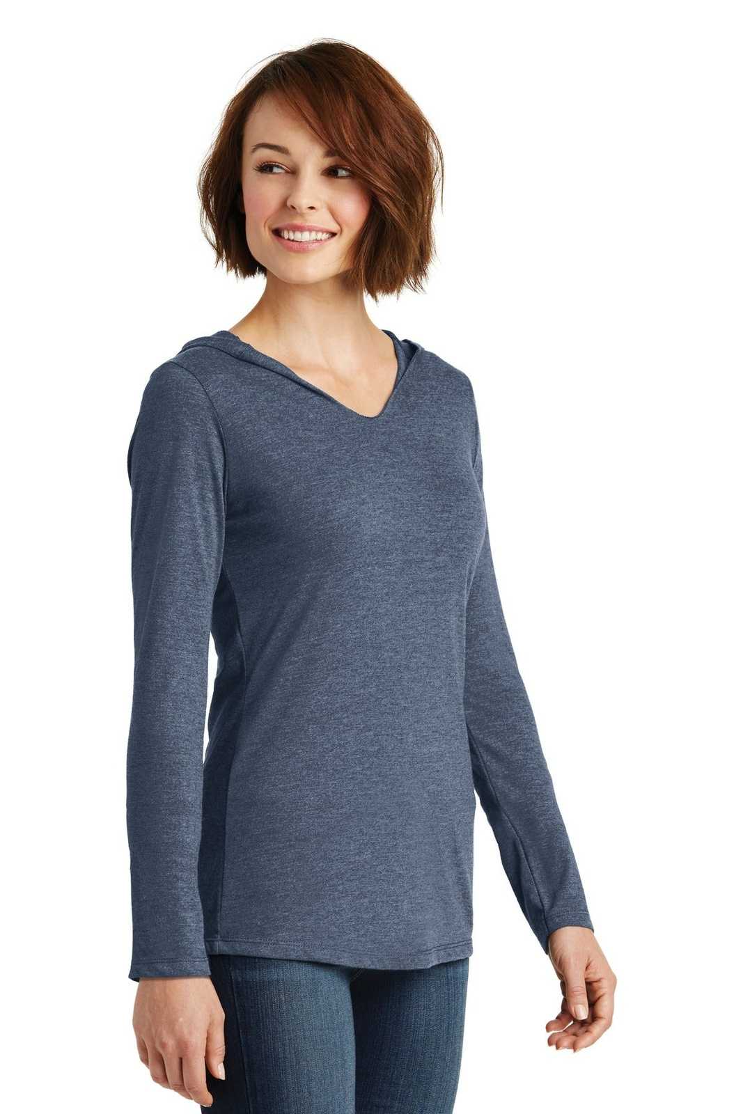District DM139L Women&#39;s Perfect Tri Long Sleeve Hoodie - Navy Frost - HIT a Double - 4