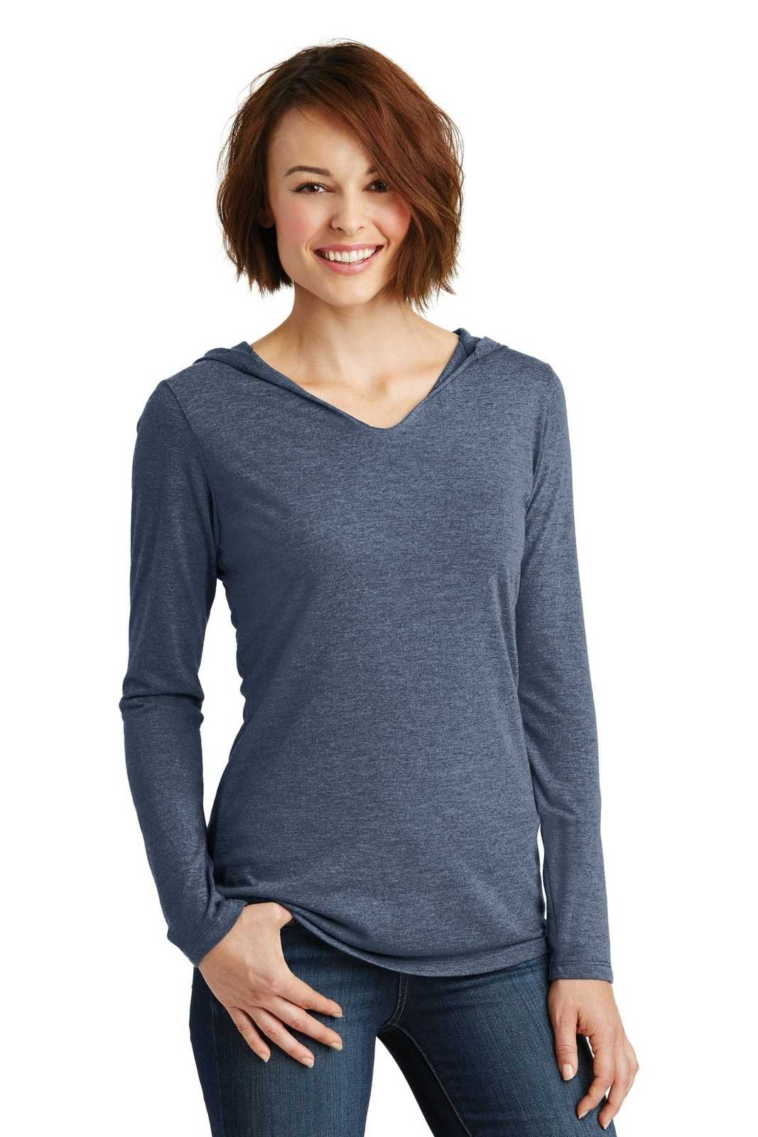 District DM139L Women&#39;s Perfect Tri Long Sleeve Hoodie - Navy Frost - HIT a Double - 1