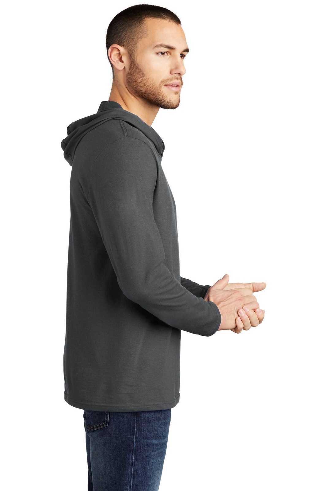 District DM139 Perfect Tri Long Sleeve Hoodie - Charcoal - HIT a Double - 3
