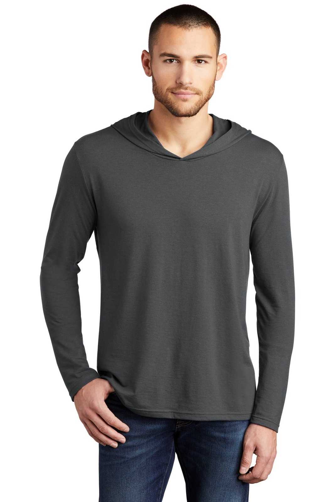 District DM139 Perfect Tri Long Sleeve Hoodie - Charcoal - HIT a Double - 1