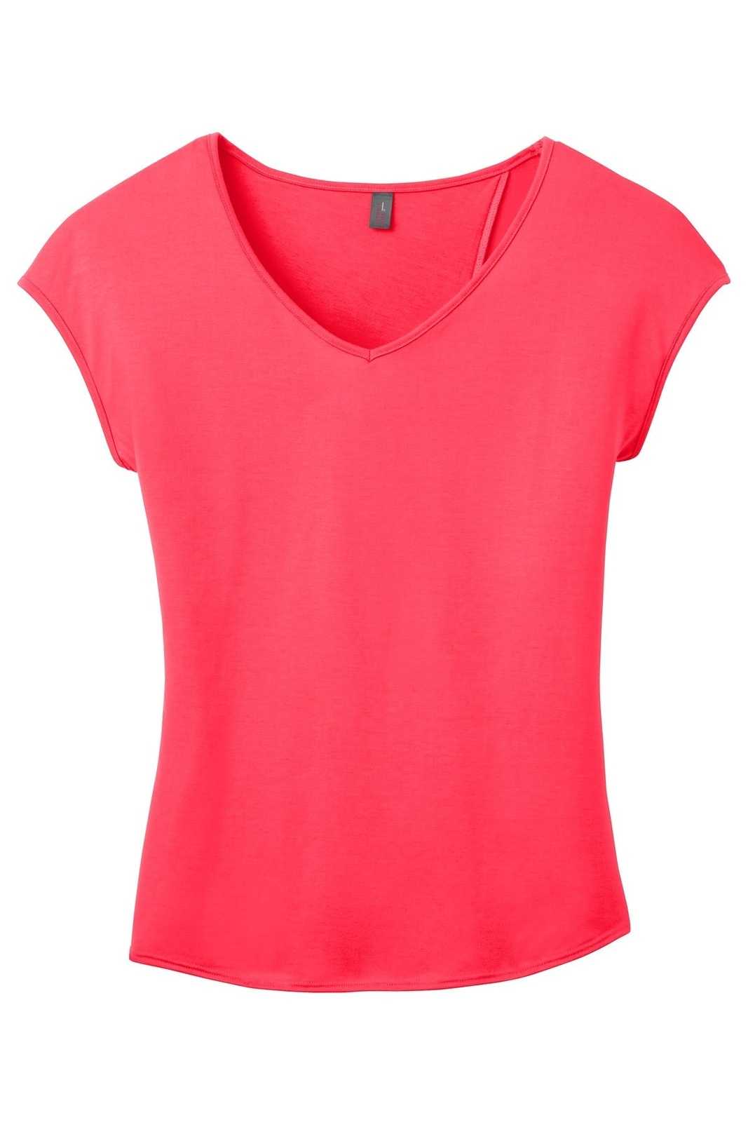 District DM416 Women&#39;s Drapey Cross-Back Tee - Hot Coral - HIT a Double - 5