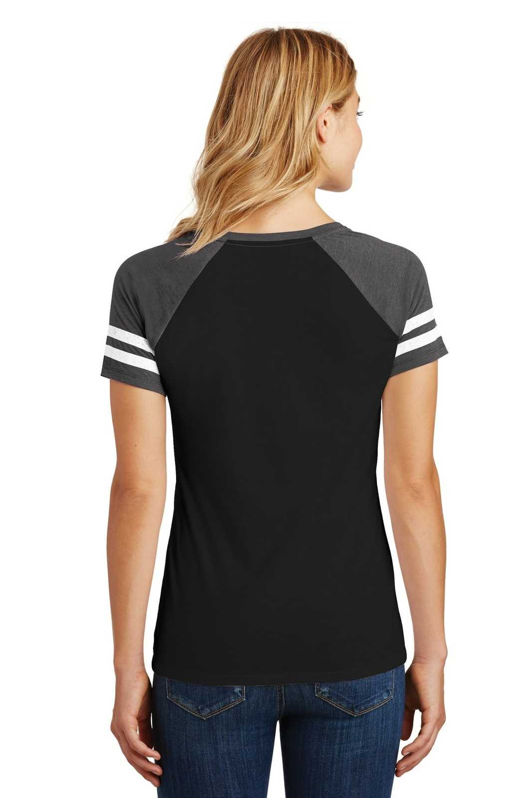District DM476 Women&#39;s Game V-Neck Tee - Black Heathered Charcoal - HIT a Double - 2