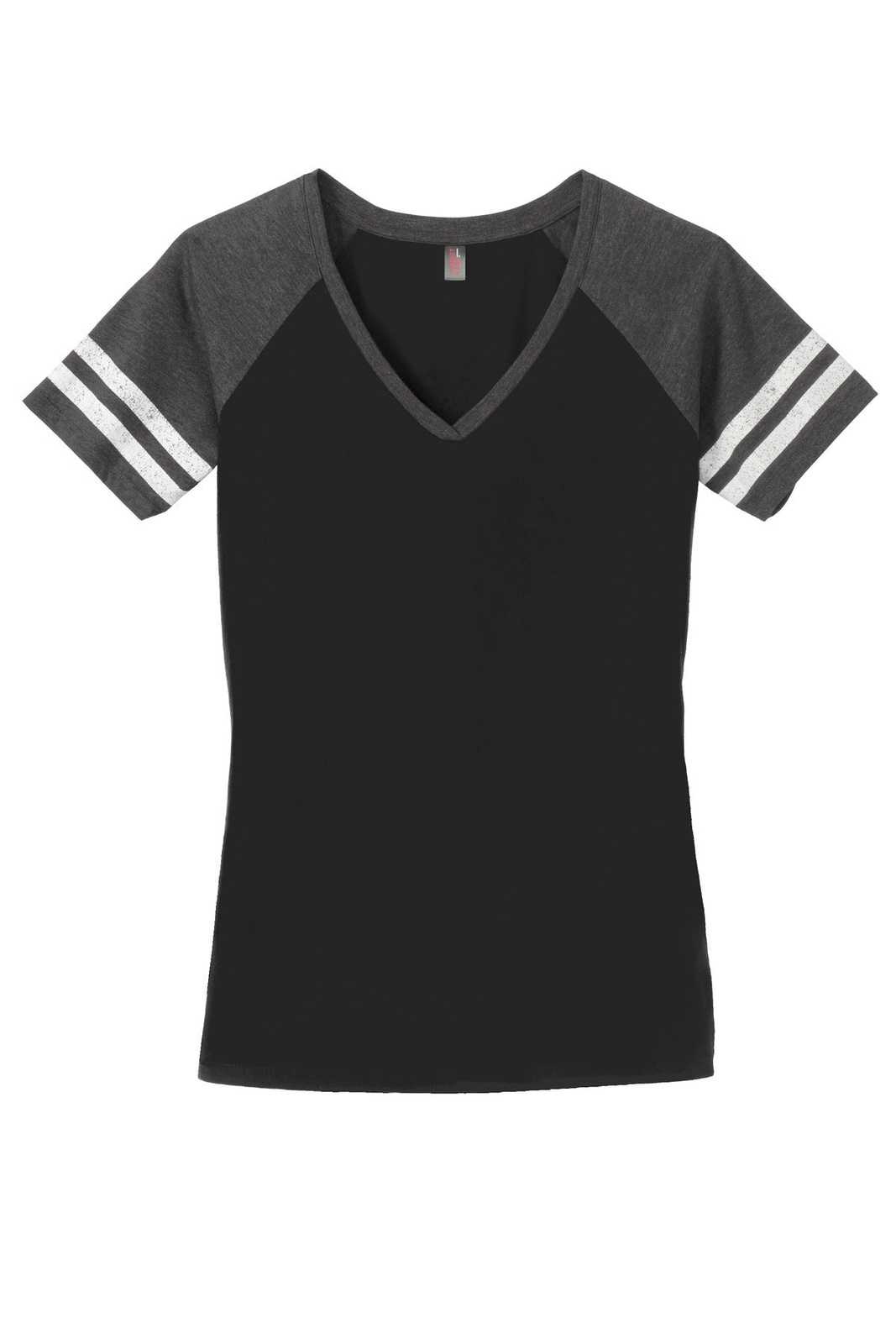 District DM476 Women&#39;s Game V-Neck Tee - Black Heathered Charcoal - HIT a Double - 5