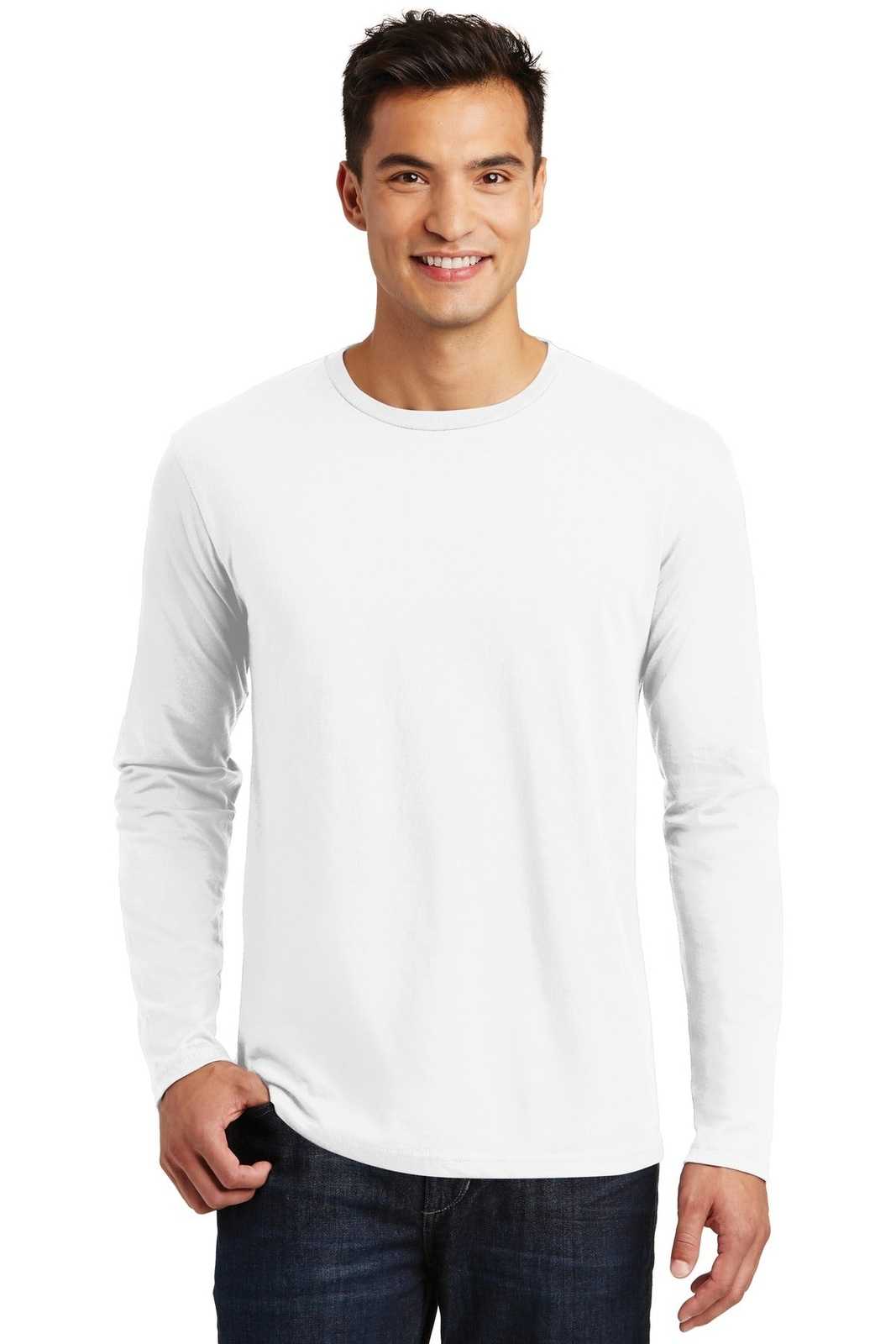 District DT105 Perfect Weight Long Sleeve Tee - Bright White - HIT a Double - 1