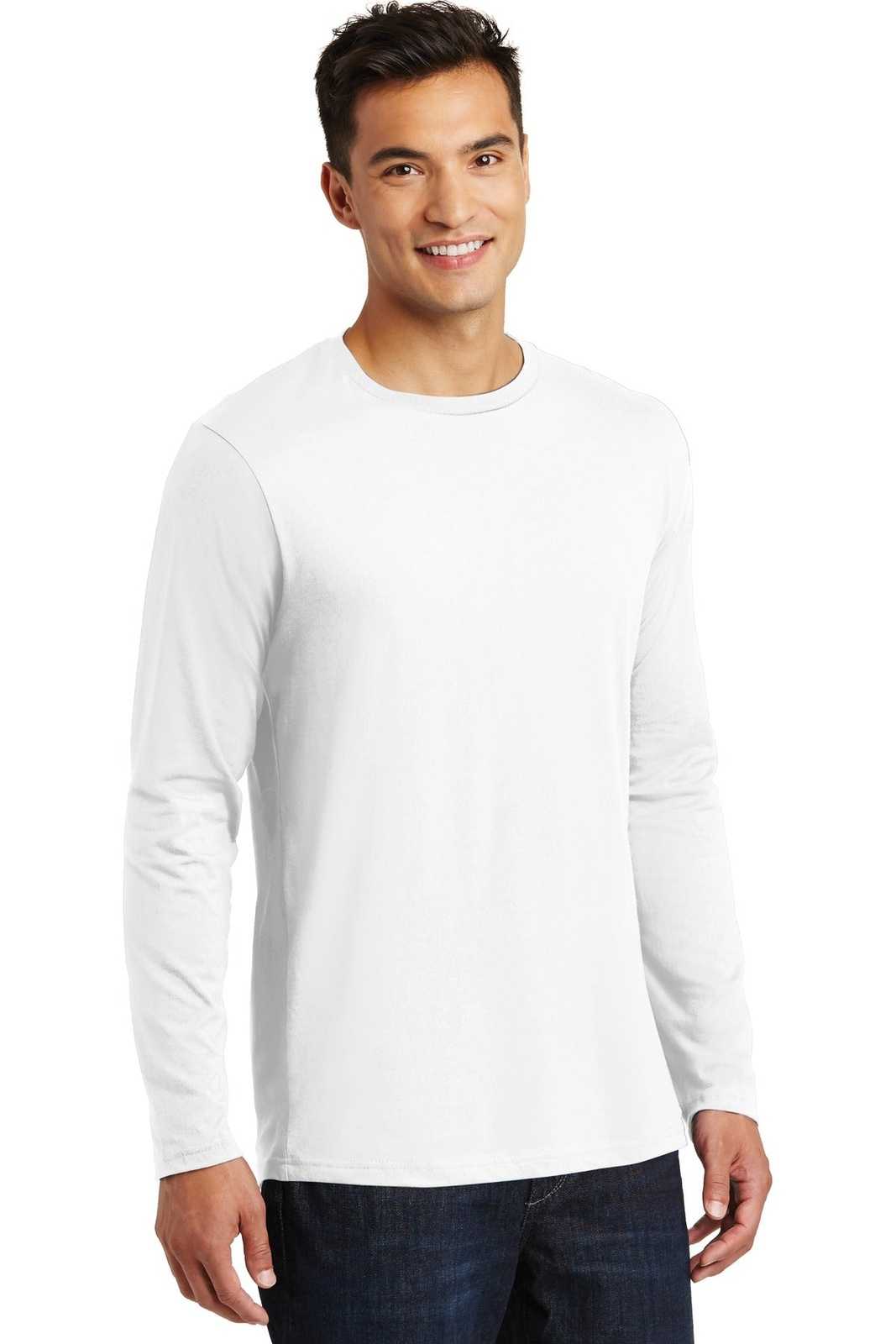 District DT105 Perfect Weight Long Sleeve Tee - Bright White - HIT a Double - 4
