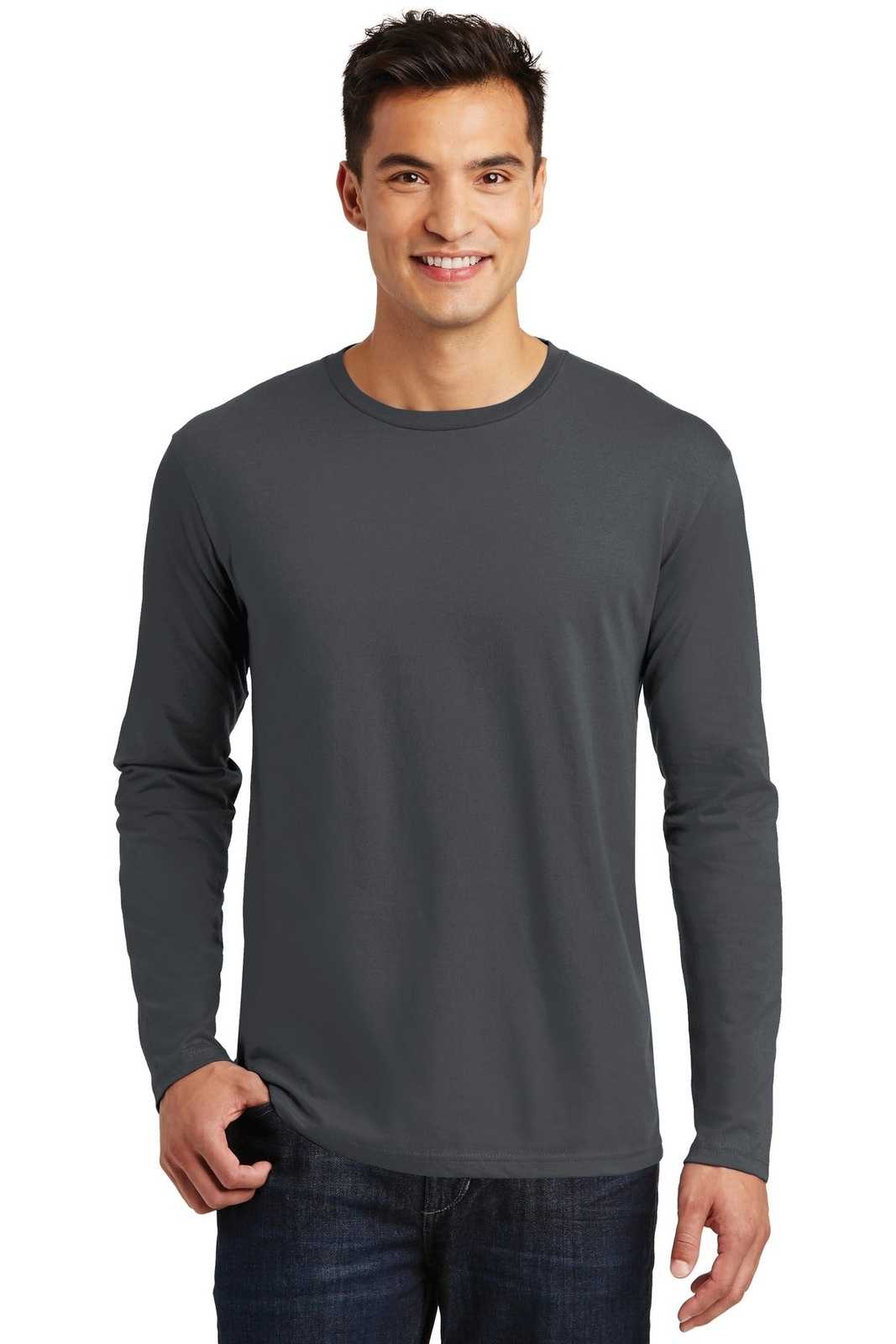 District DT105 Perfect Weight Long Sleeve Tee - Charcoal - HIT a Double - 1
