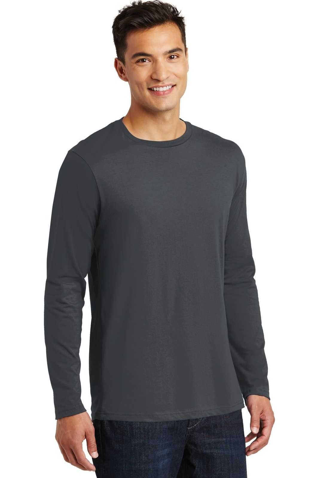 District DT105 Perfect Weight Long Sleeve Tee - Charcoal - HIT a Double - 4