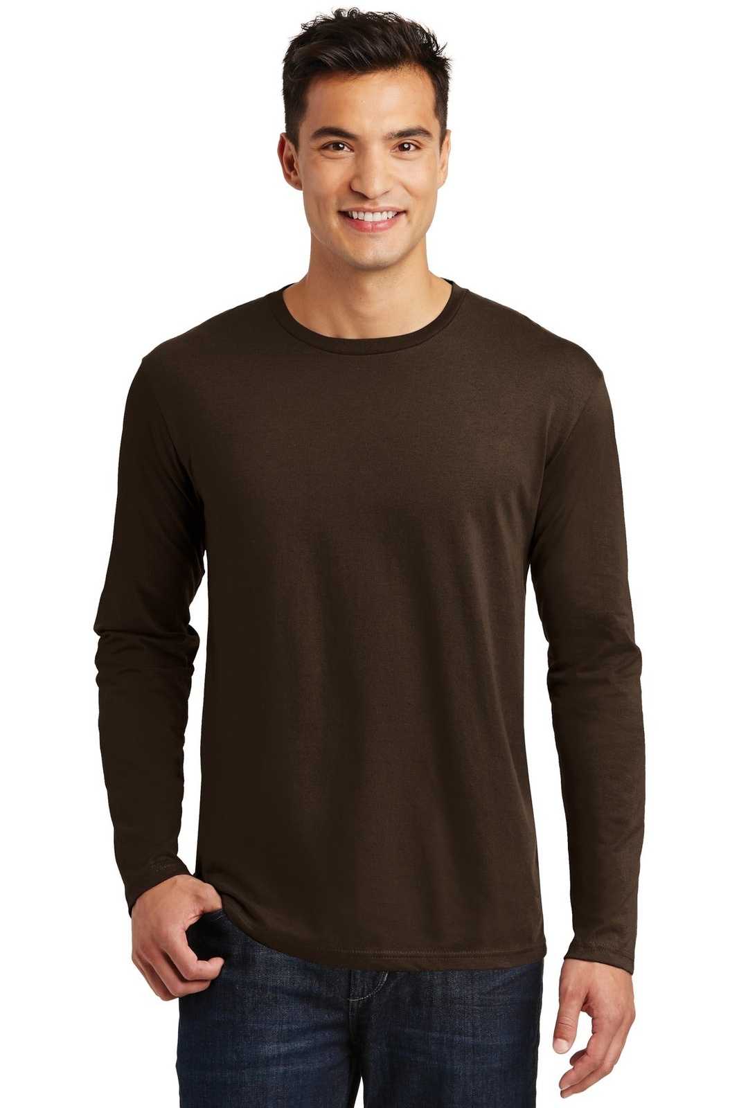 District DT105 Perfect Weight Long Sleeve Tee - Espresso - HIT a Double - 1