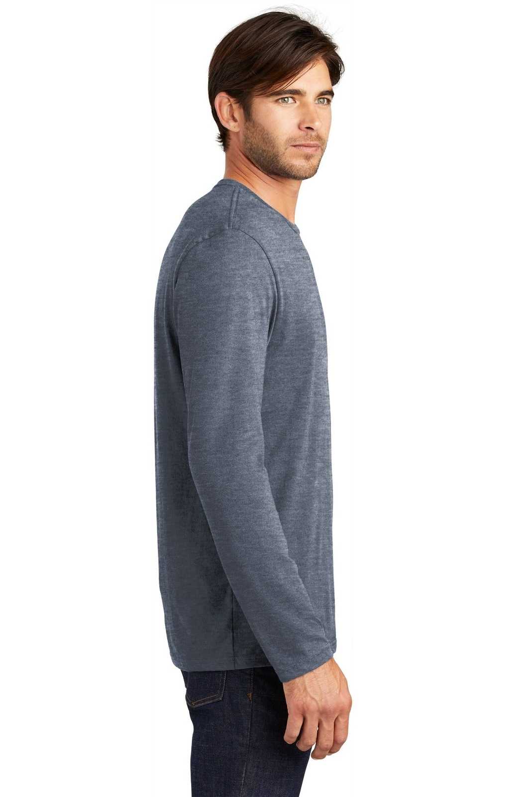 District DT105 Perfect Weight Long Sleeve Tee - Heathered Navy - HIT a Double - 3
