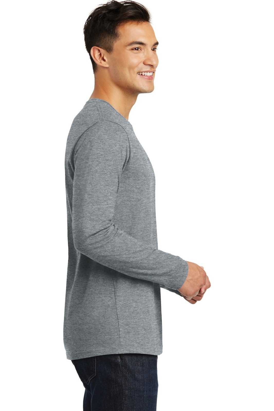 District DT105 Perfect Weight Long Sleeve Tee - Heathered Steel - HIT a Double - 3