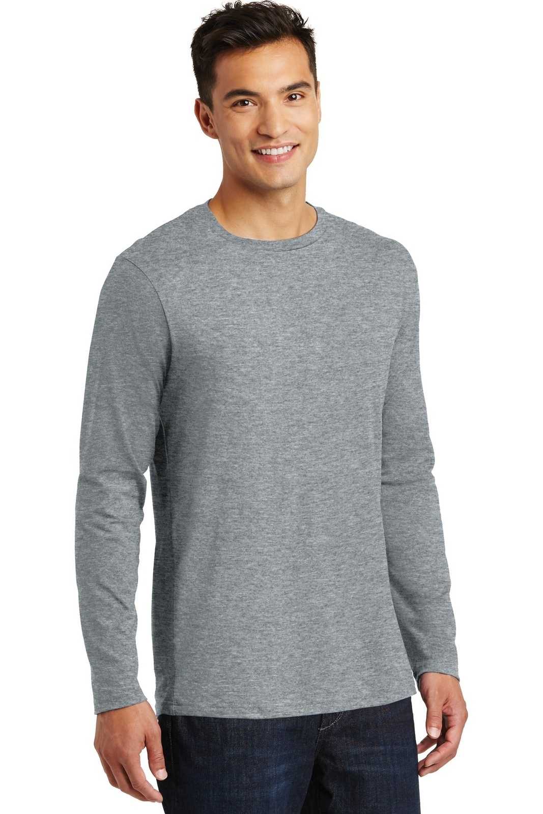District DT105 Perfect Weight Long Sleeve Tee - Heathered Steel - HIT a Double - 4