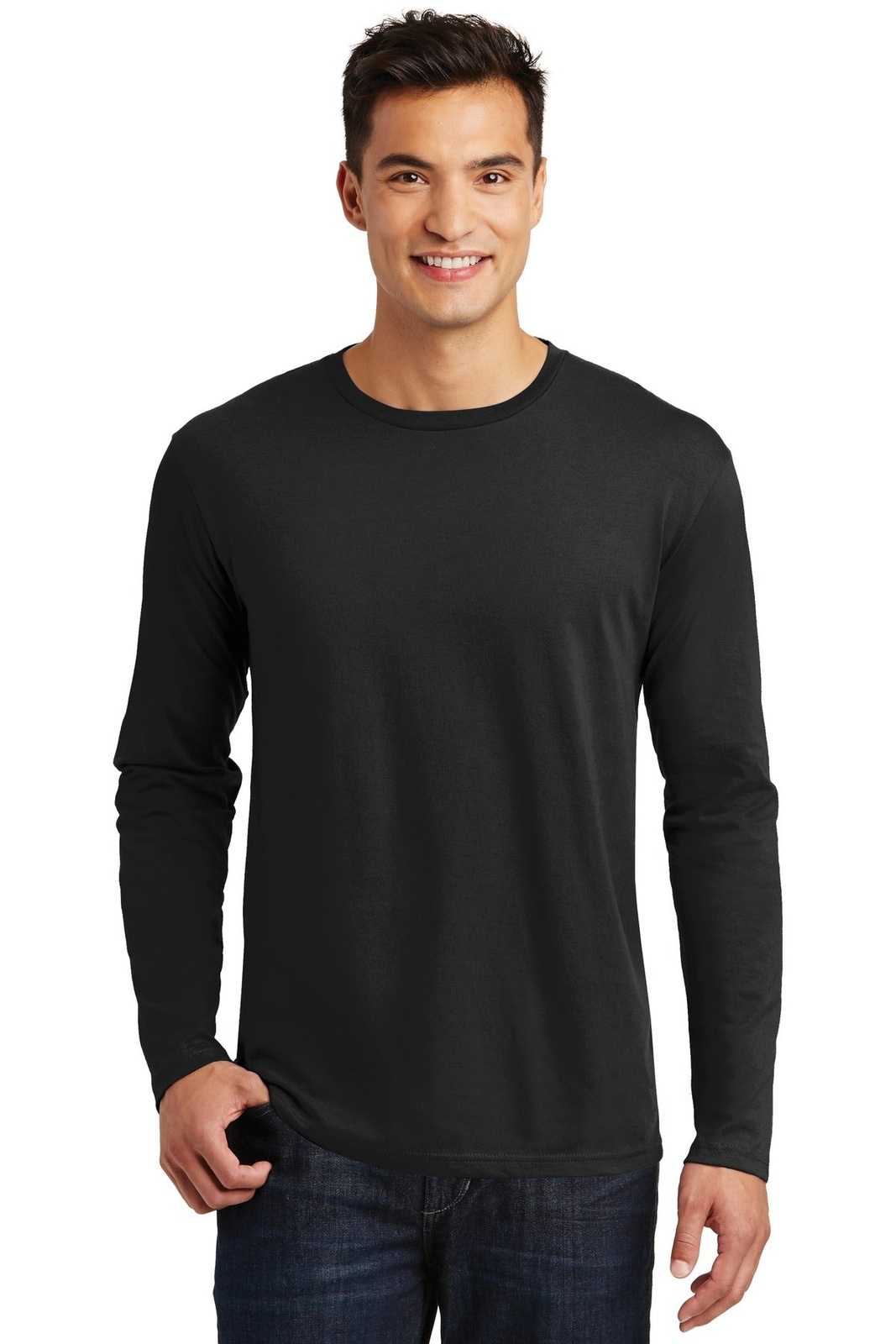 District DT105 Perfect Weight Long Sleeve Tee - Jet Black - HIT a Double - 1