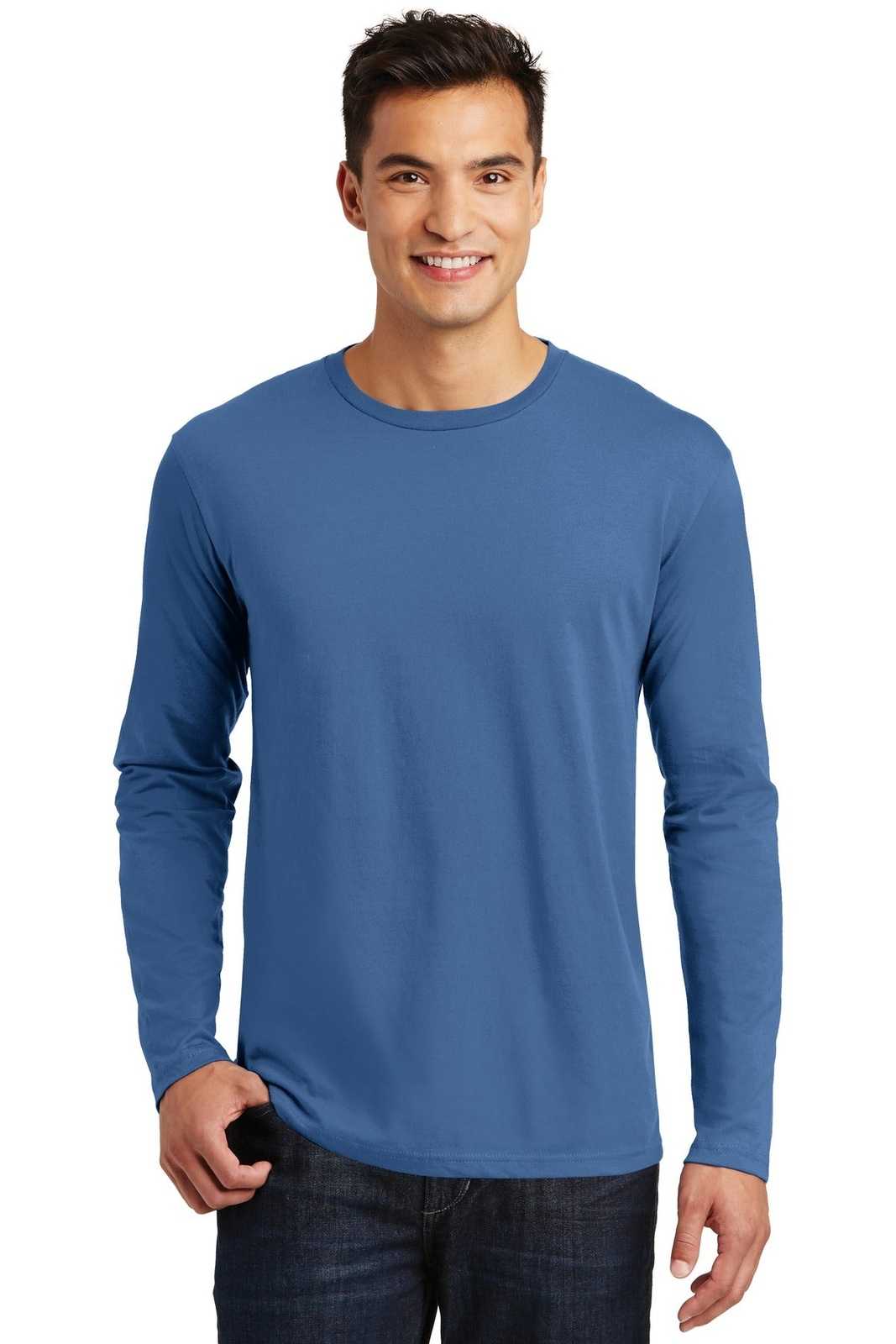 District DT105 Perfect Weight Long Sleeve Tee - Maritime Blue - HIT a Double - 1