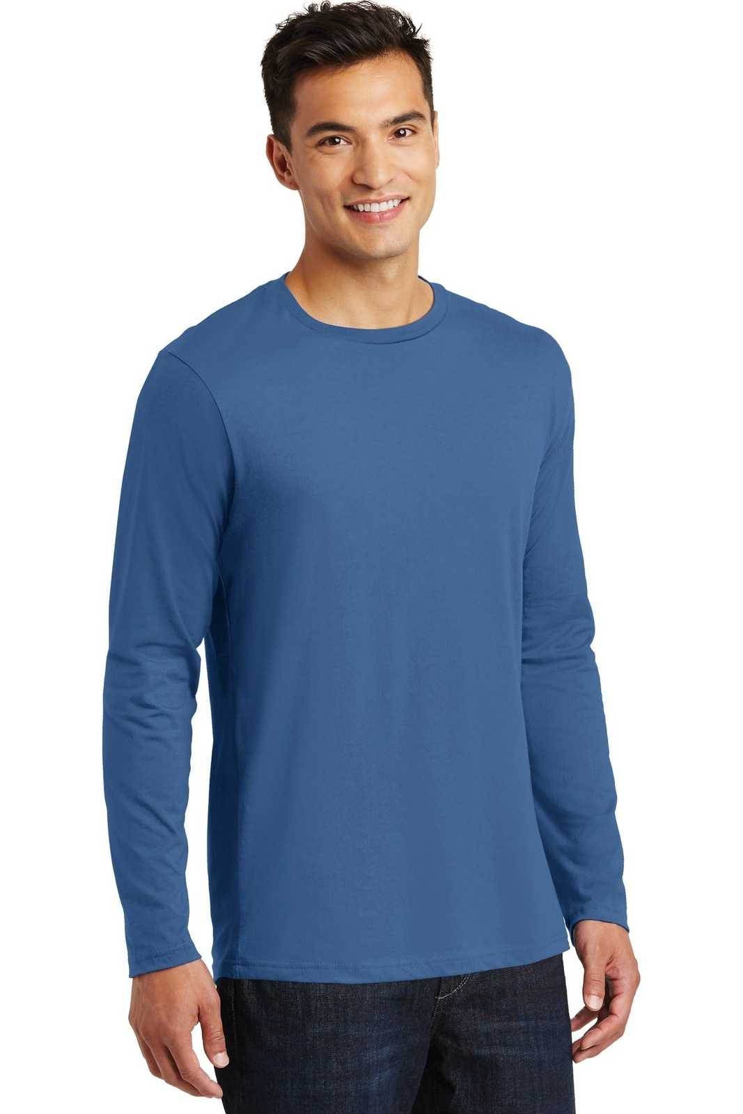 District DT105 Perfect Weight Long Sleeve Tee - Maritime Blue - HIT a Double - 4