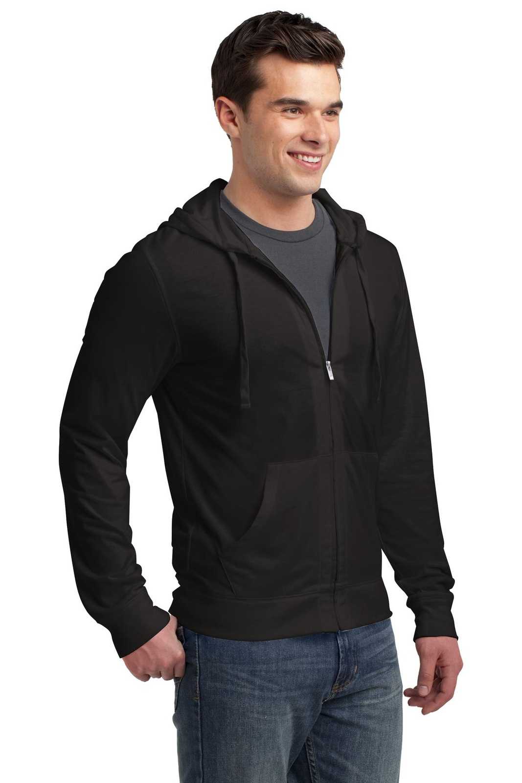 District DT1100 Jersey Full-Zip Hoodie - Black - HIT a Double - 1