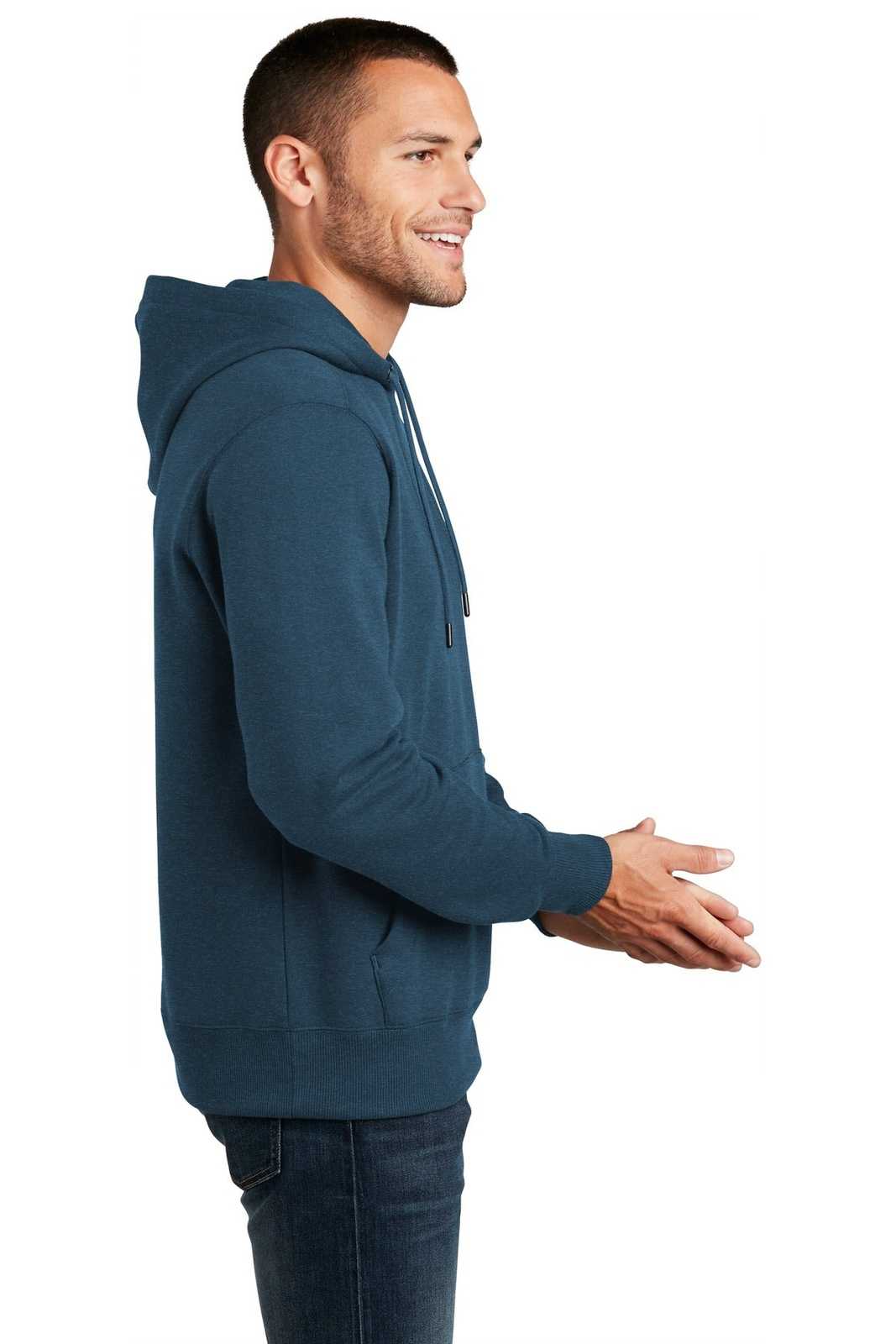 District DT1101 Perfect Weight Fleece Hoodie - Heathered Poseidon Blue - HIT a Double - 3