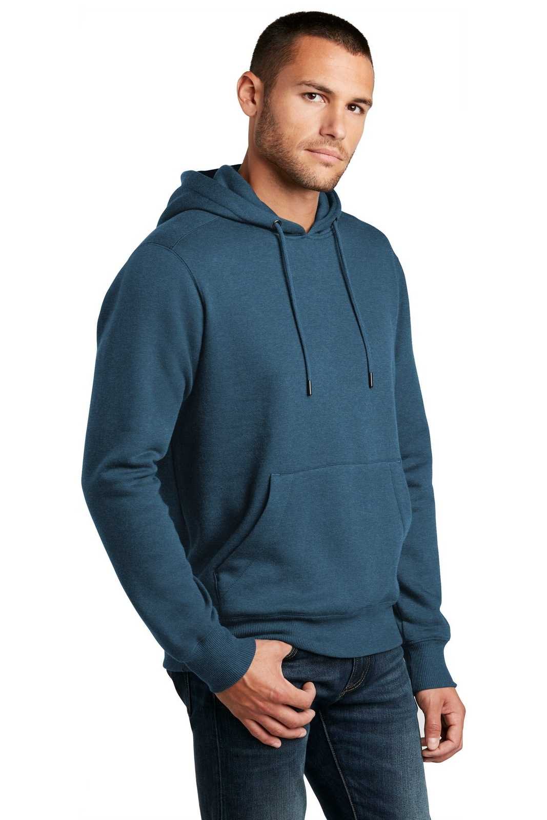 District DT1101 Perfect Weight Fleece Hoodie - Heathered Poseidon Blue - HIT a Double - 4