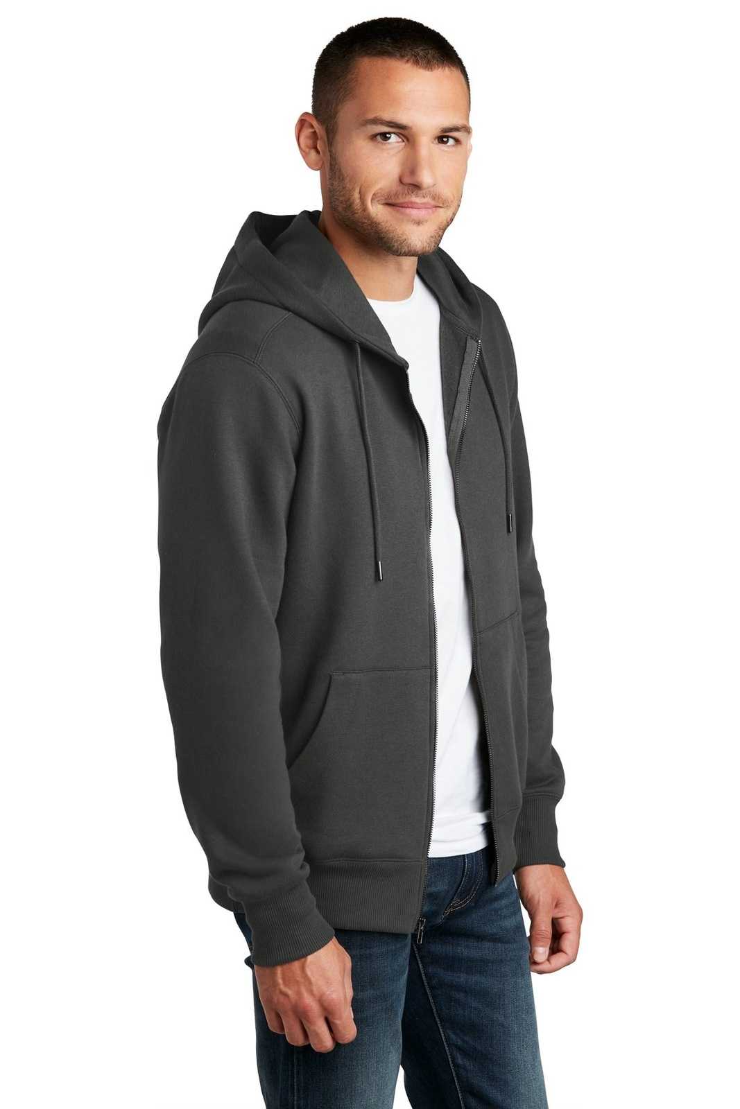 District DT1103 Perfect Weight Fleece Full-Zip Hoodie - Charcoal - HIT a Double - 4