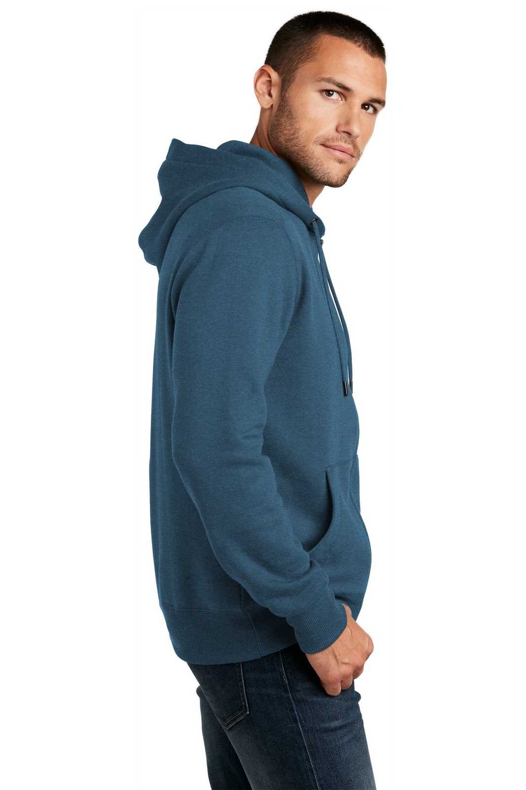 District DT1103 Perfect Weight Fleece Full-Zip Hoodie - Heathered Poseidon Blue - HIT a Double - 3