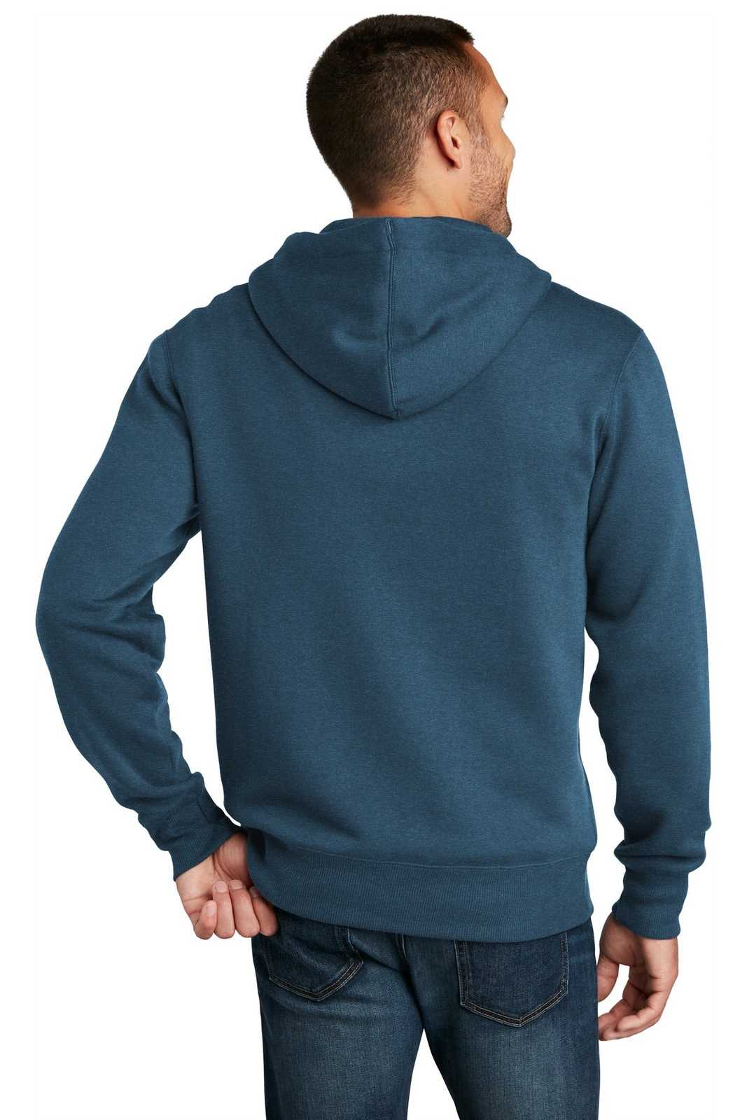 District DT1103 Perfect Weight Fleece Full-Zip Hoodie - Heathered Poseidon Blue - HIT a Double - 2