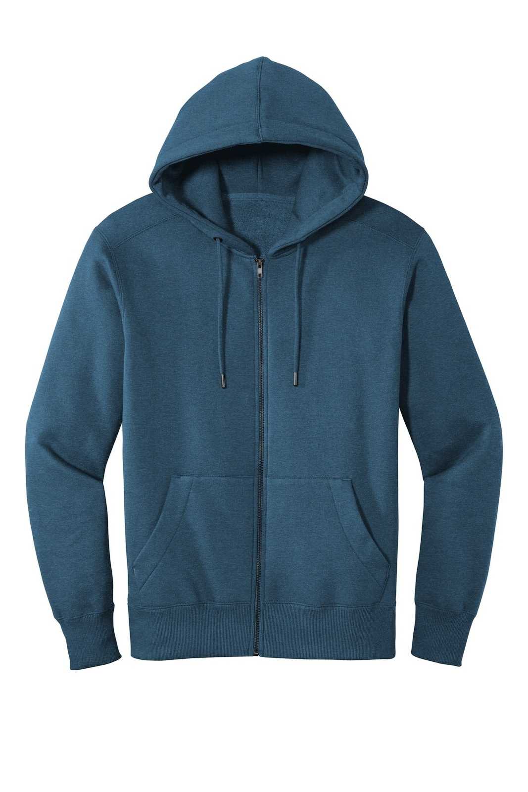 District DT1103 Perfect Weight Fleece Full-Zip Hoodie - Heathered Poseidon Blue - HIT a Double - 5