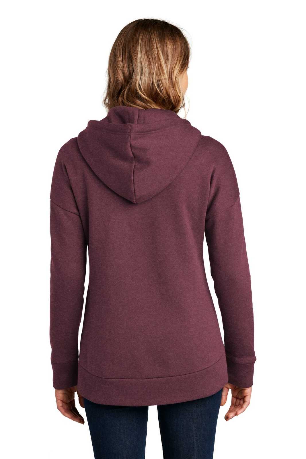 District DT1104 Womens Perfect Weight Fleece Drop Shoulder Full-Zip Hoodie - Heathered Loganberry - HIT a Double - 2