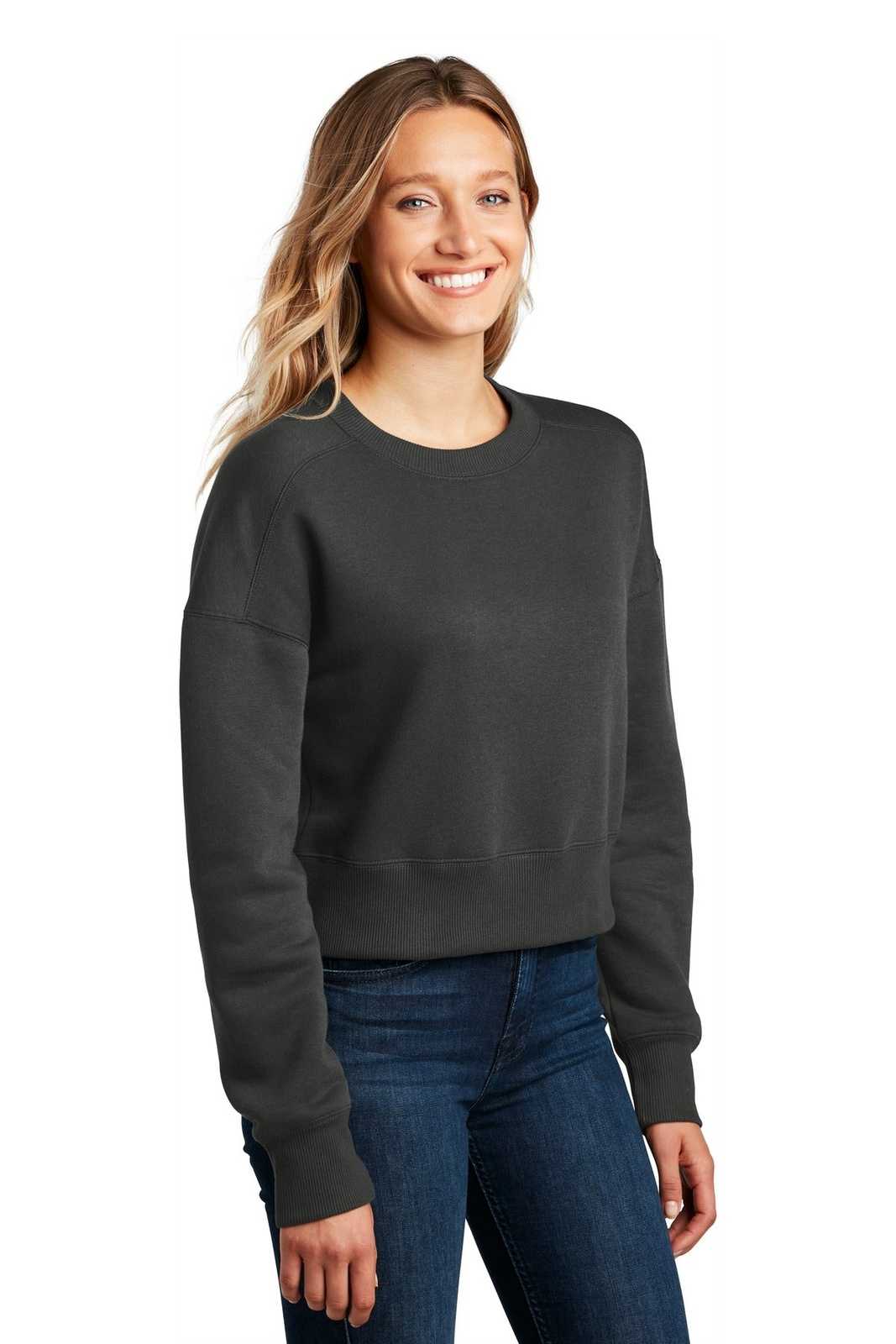 District DT1105 Womens Perfect Weight Fleece Cropped Crew - Charcoal - HIT a Double - 4