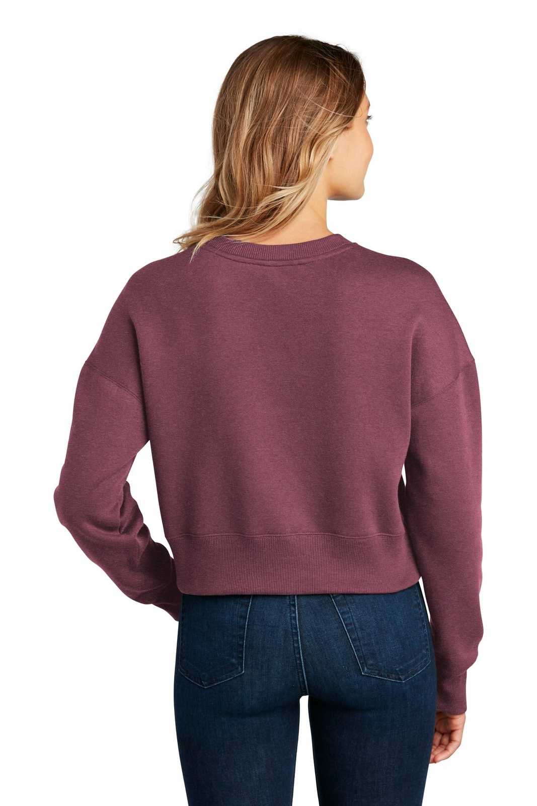 District DT1105 Womens Perfect Weight Fleece Cropped Crew - Heathered Loganberry - HIT a Double - 2