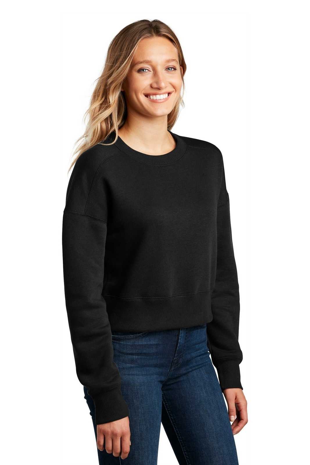 District DT1105 Womens Perfect Weight Fleece Cropped Crew - Jet Black - HIT a Double - 4