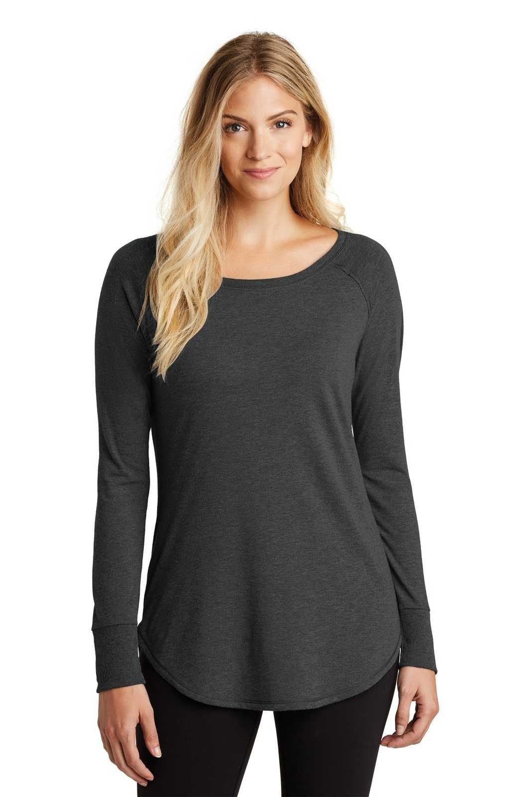 District DT132L Women's Perfect Tri Long Sleeve Tunic Tee - Black Frost - HIT a Double - 1