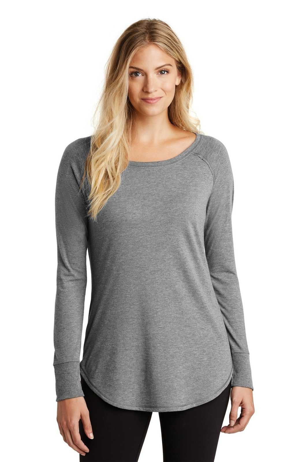 District DT132L Women&#39;s Perfect Tri Long Sleeve Tunic Tee - Gray Frost - HIT a Double - 1