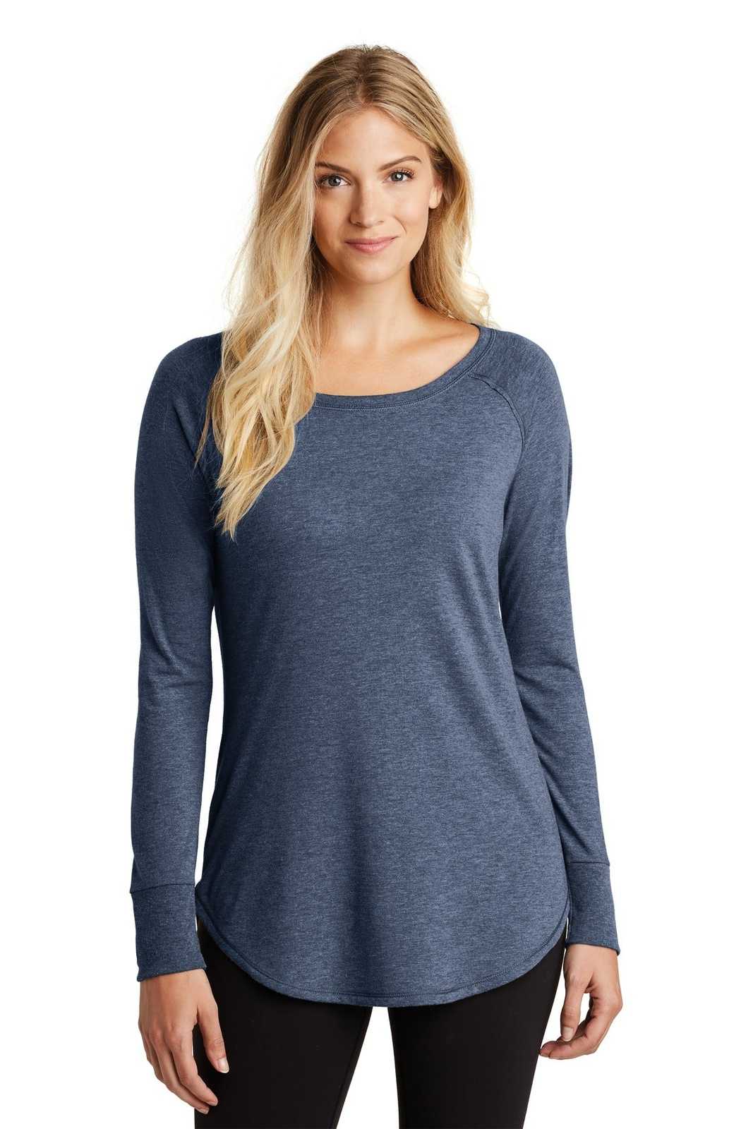 District DT132L Women's Perfect Tri Long Sleeve Tunic Tee - Navy Frost - HIT a Double - 1
