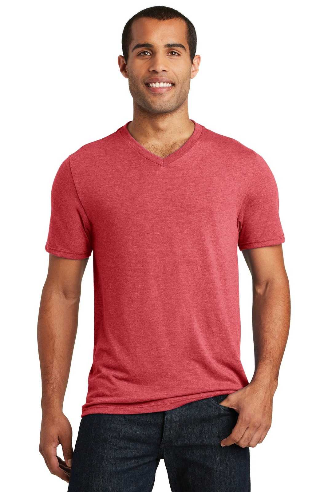 District DT1350 Perfect Tri V-Neck Tee - Red Frost - HIT a Double - 1