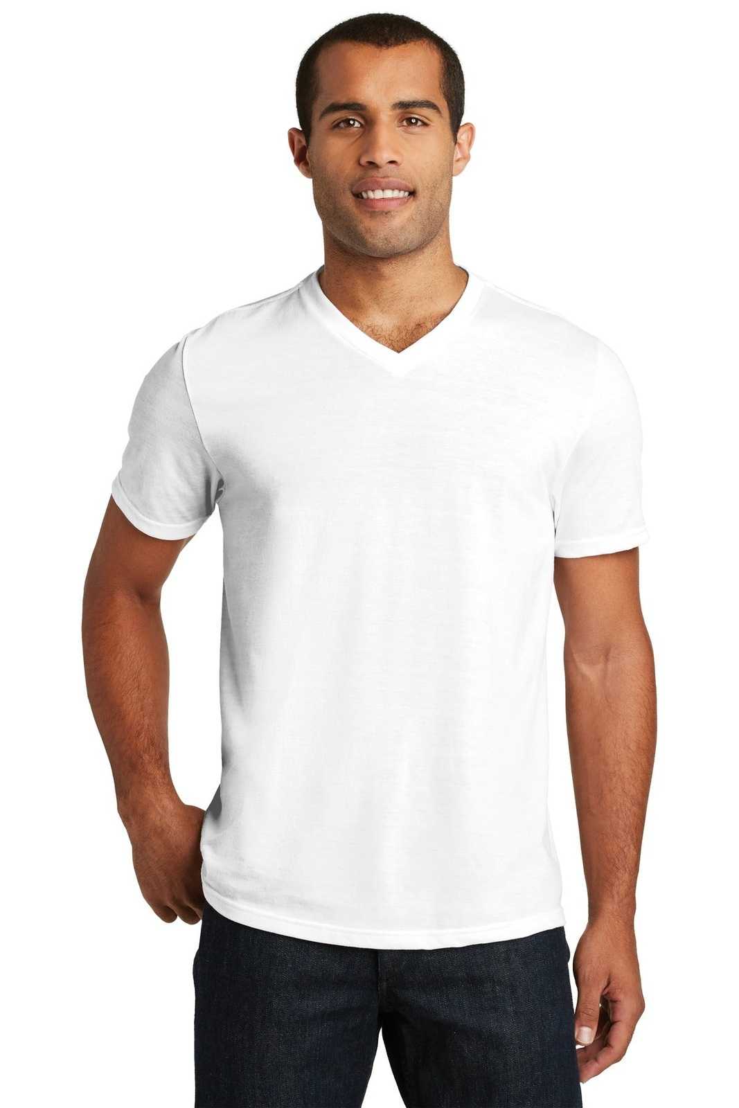 District DT1350 Perfect Tri V-Neck Tee - White - HIT a Double - 1