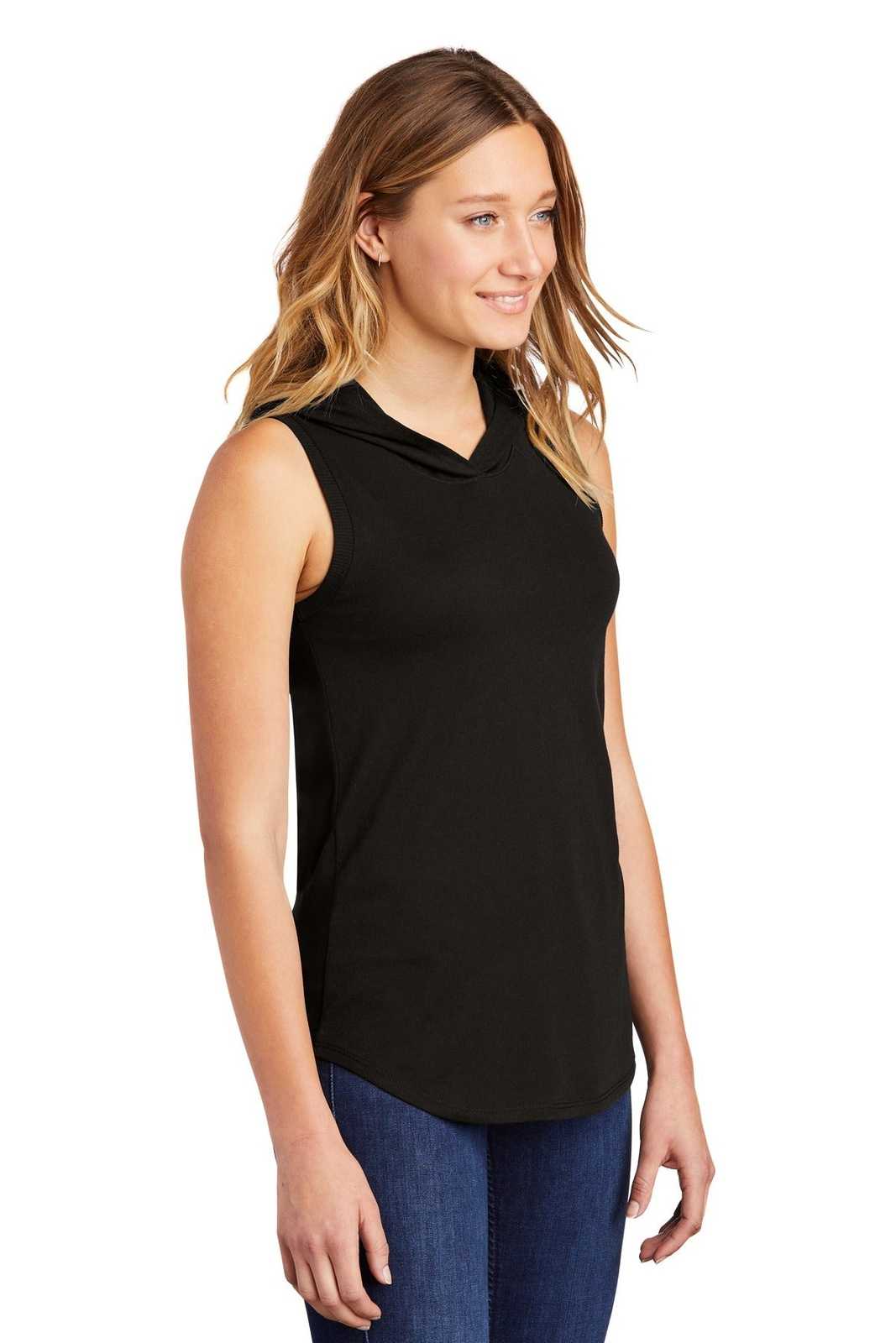 District DT1375 Women&#39;s Perfect Tri Sleeveless Hoodie - Black - HIT a Double - 4