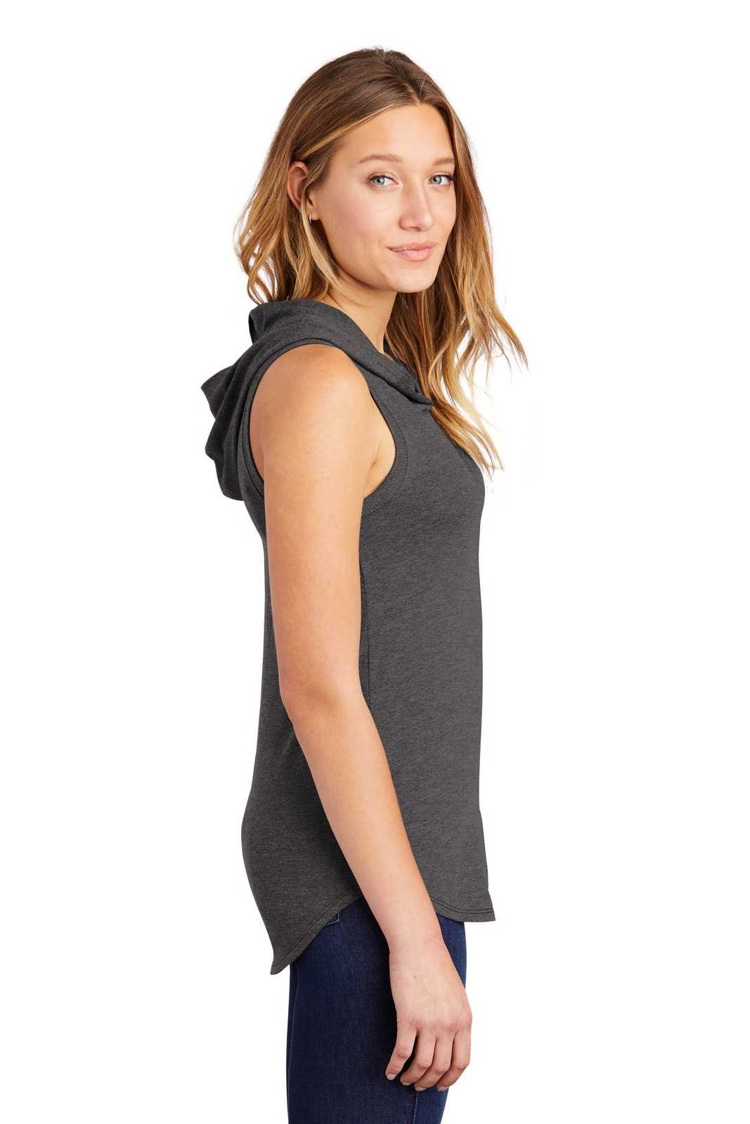 District DT1375 Women&#39;s Perfect Tri Sleeveless Hoodie - Heathered Charcoal - HIT a Double - 3