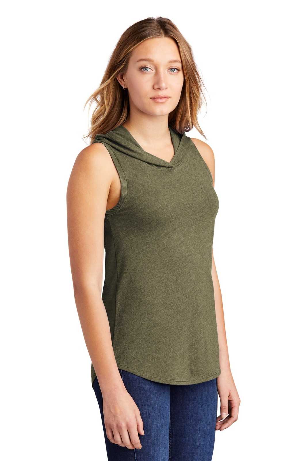 District DT1375 Women&#39;s Perfect Tri Sleeveless Hoodie - Military Green Frost - HIT a Double - 4
