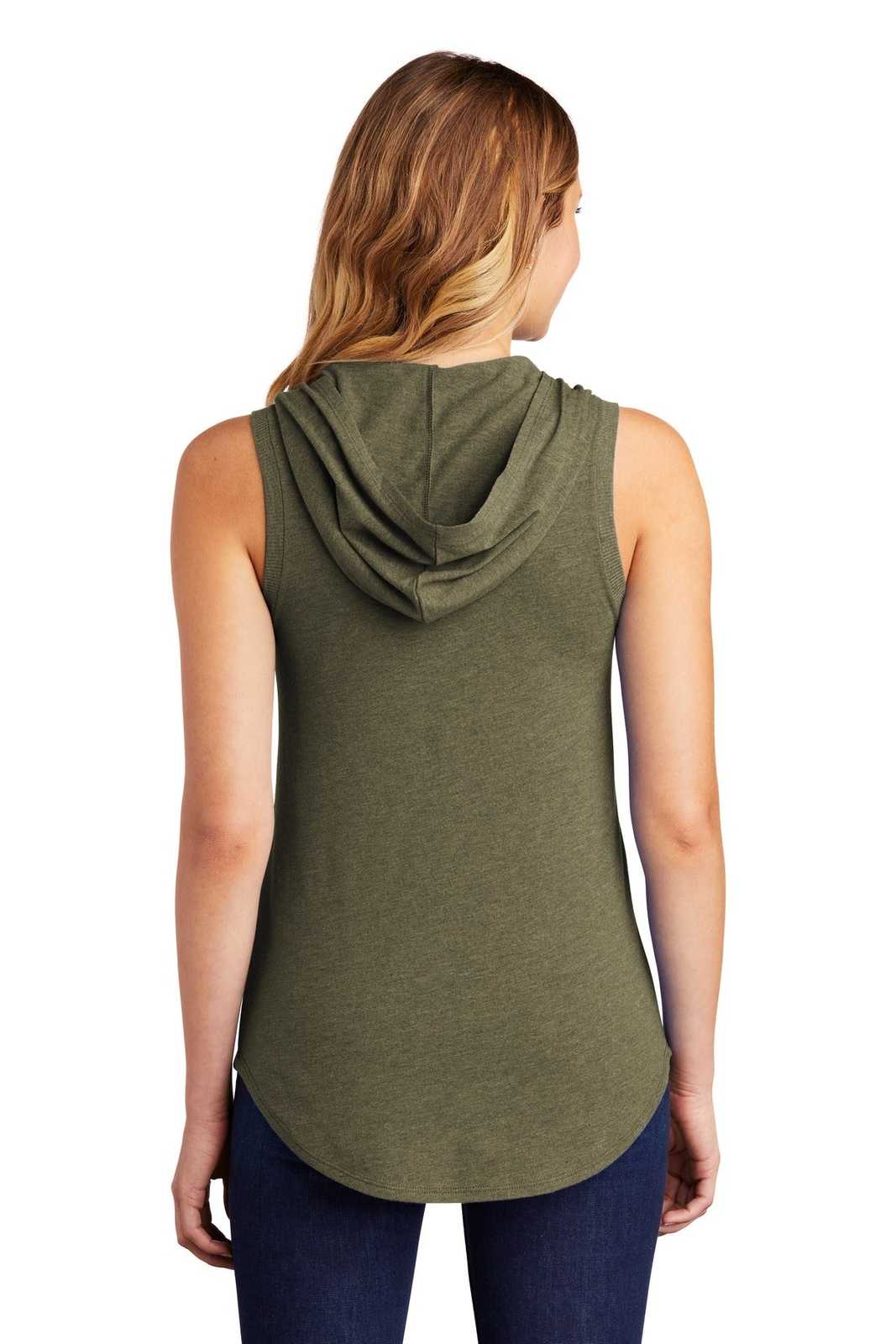 District DT1375 Women's Perfect Tri Sleeveless Hoodie - Military Green Frost - HIT a Double - 1
