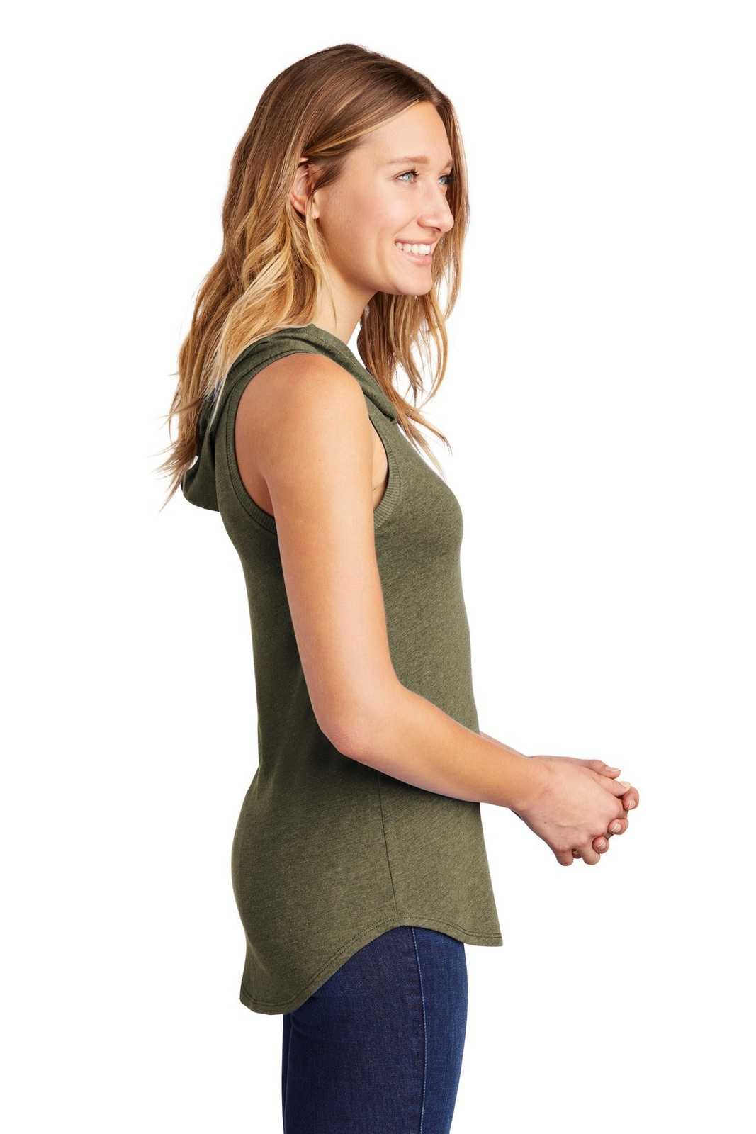 District DT1375 Women&#39;s Perfect Tri Sleeveless Hoodie - Military Green Frost - HIT a Double - 3