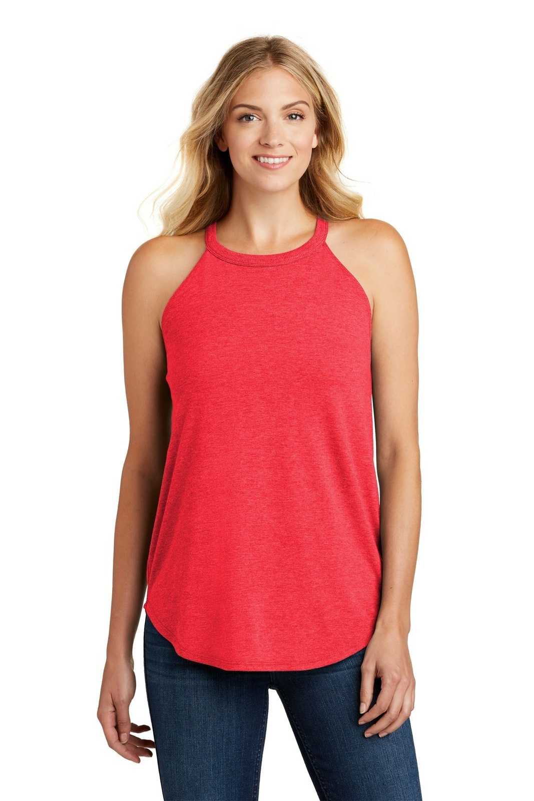 District DT137L Women's Perfect Tri Rocker Tank - Red Frost - HIT a Double - 1