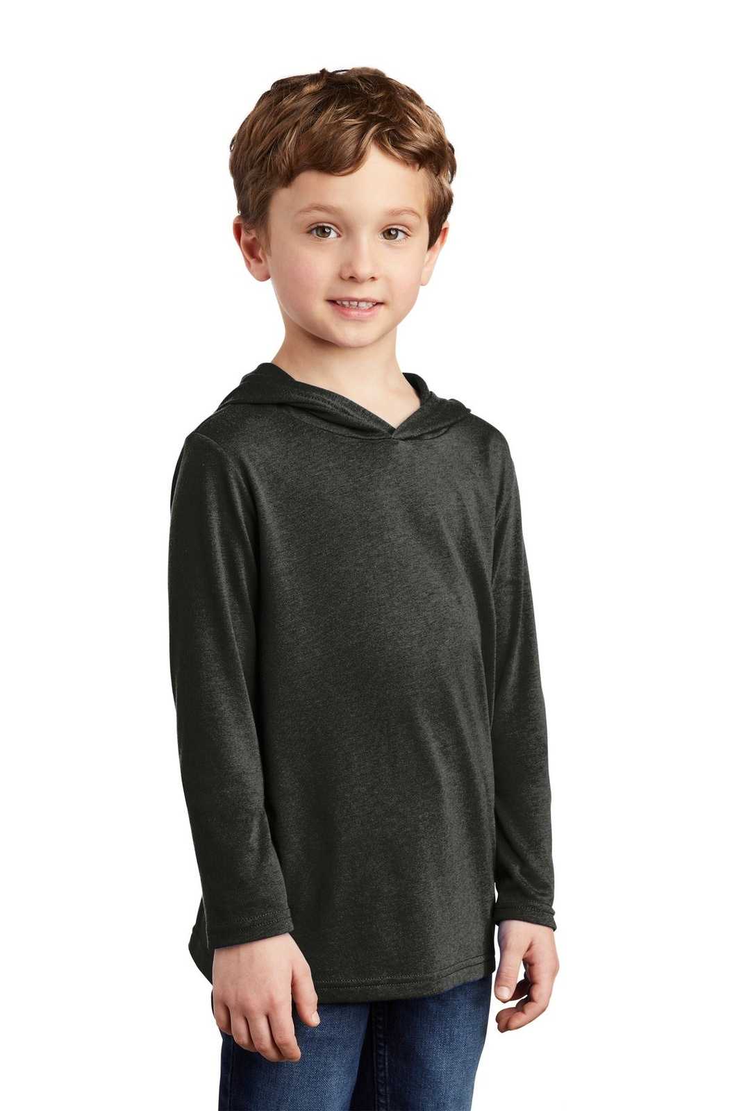 District DT139Y Youth Perfect Tri Long Sleeve Hoodie - Black Frost - HIT a Double - 4