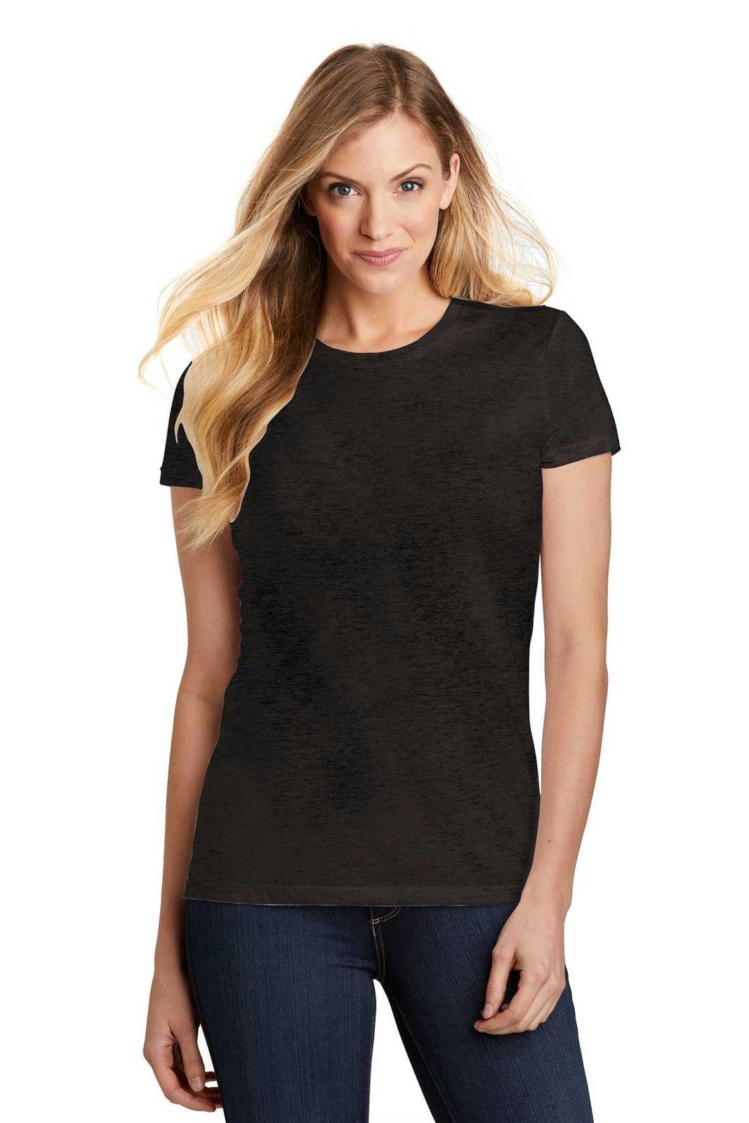 District DT155 Women's Fitted Perfect Tri Tee - Black Frost - HIT a Double - 1