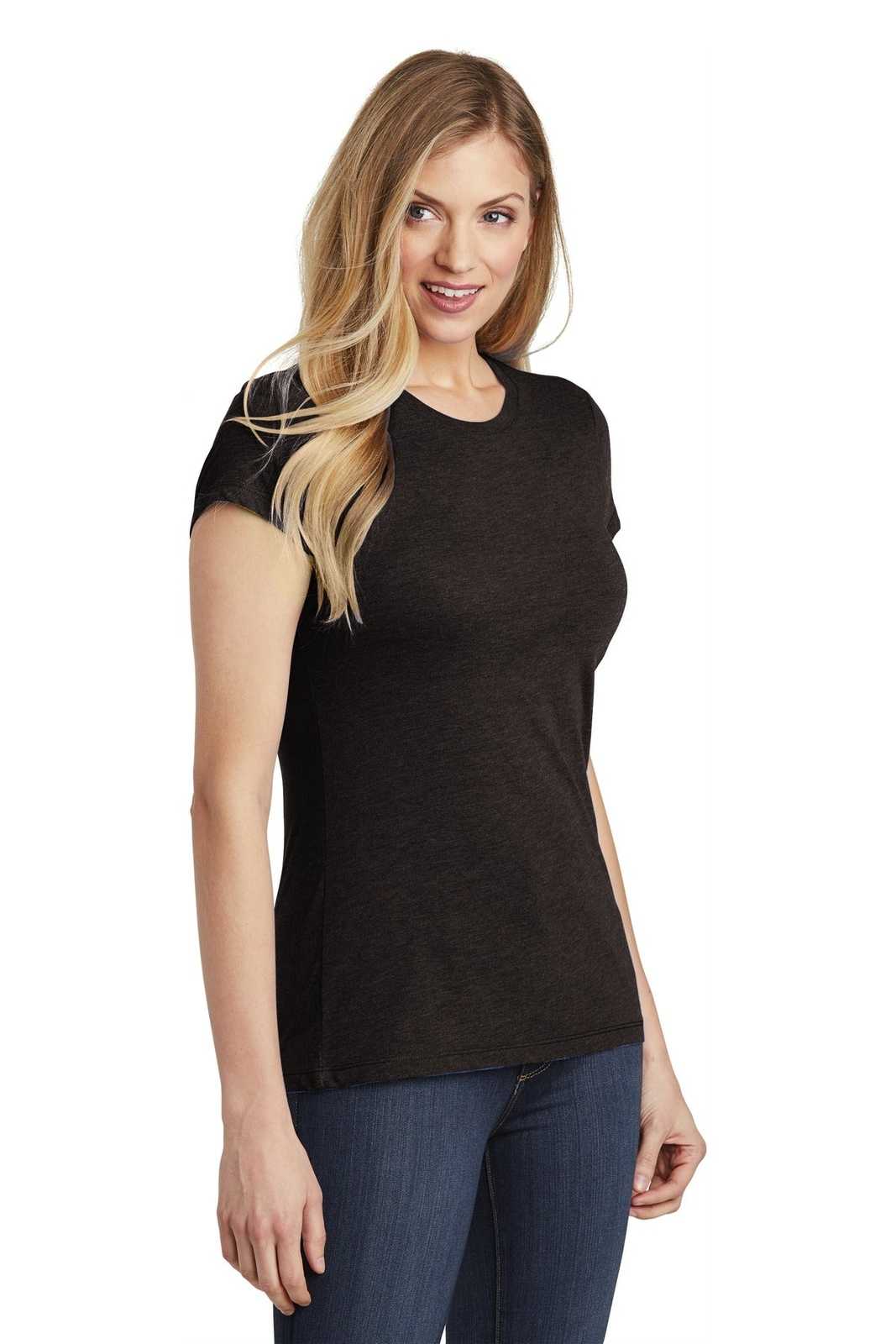 District DT155 Women&#39;s Fitted Perfect Tri Tee - Black Frost - HIT a Double - 4
