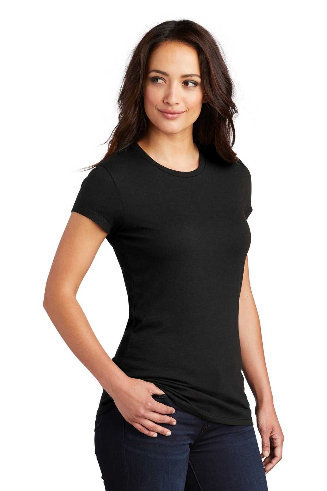 District DT155 Women&#39;s Fitted Perfect Tri Tee - Black - HIT a Double - 4