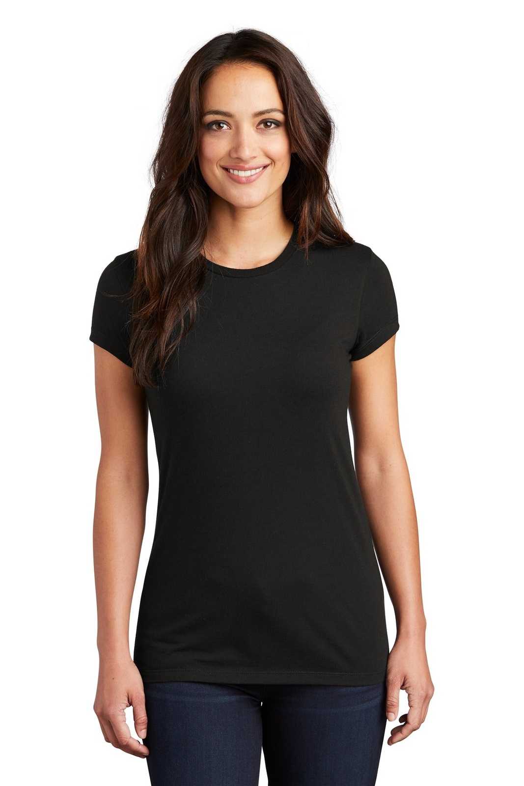 District DT155 Women's Fitted Perfect Tri Tee - Black - HIT a Double - 1