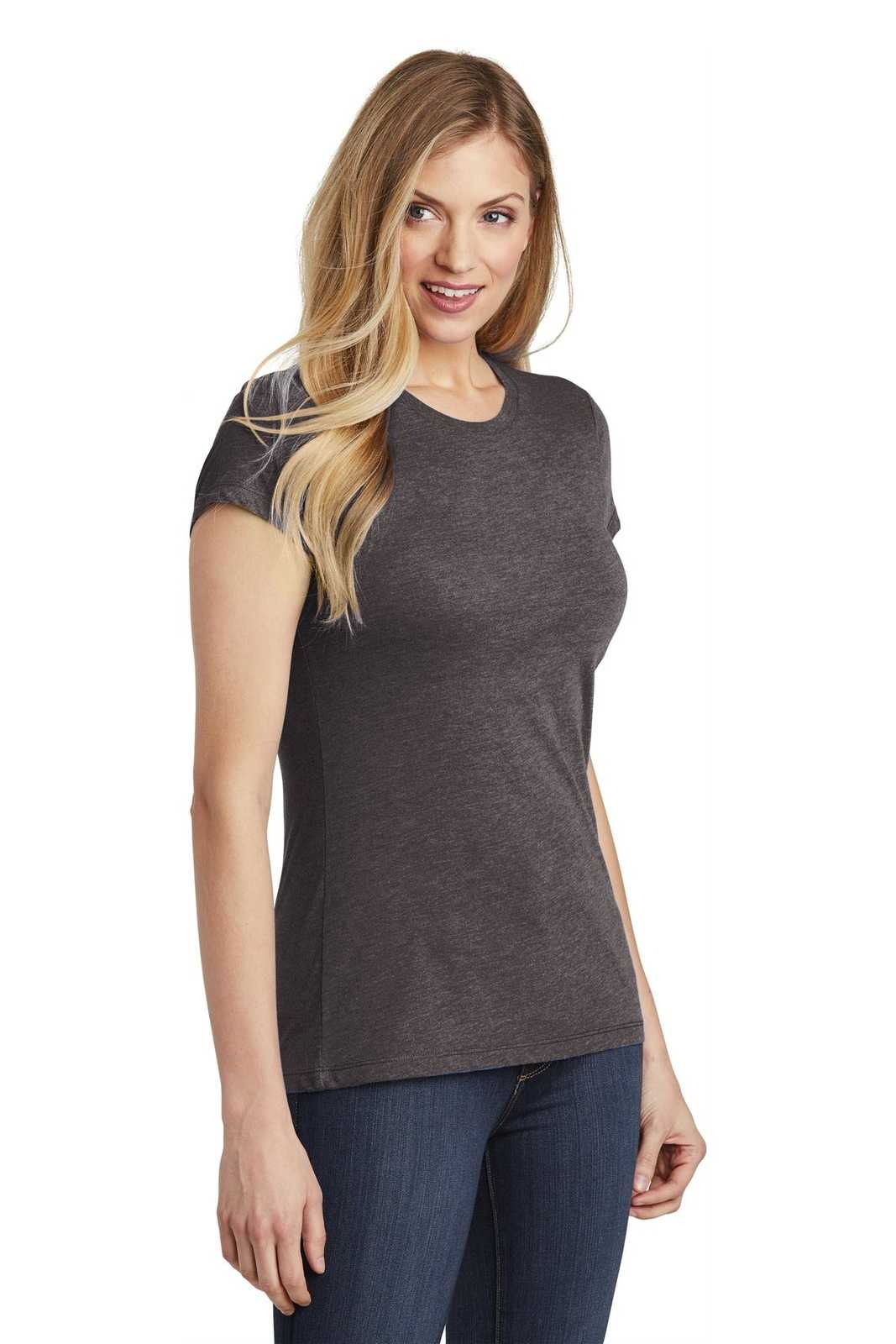 District DT155 Women&#39;s Fitted Perfect Tri Tee - Heathered Charcoal - HIT a Double - 4
