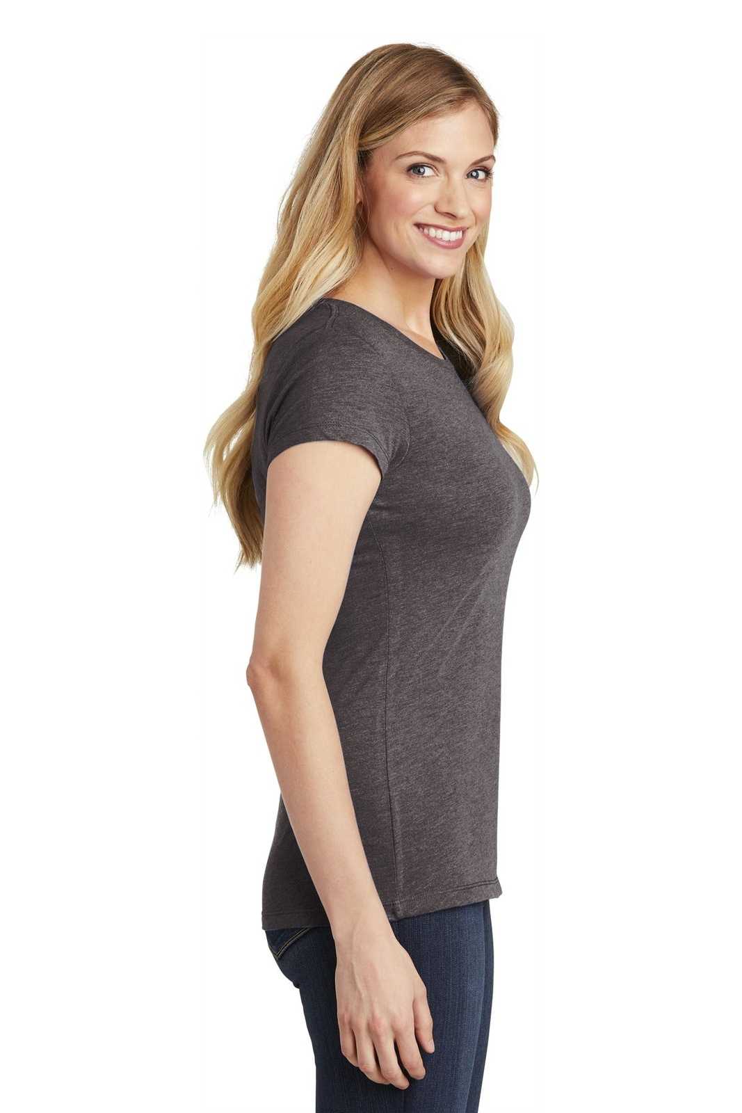 District DT155 Women&#39;s Fitted Perfect Tri Tee - Heathered Charcoal - HIT a Double - 3