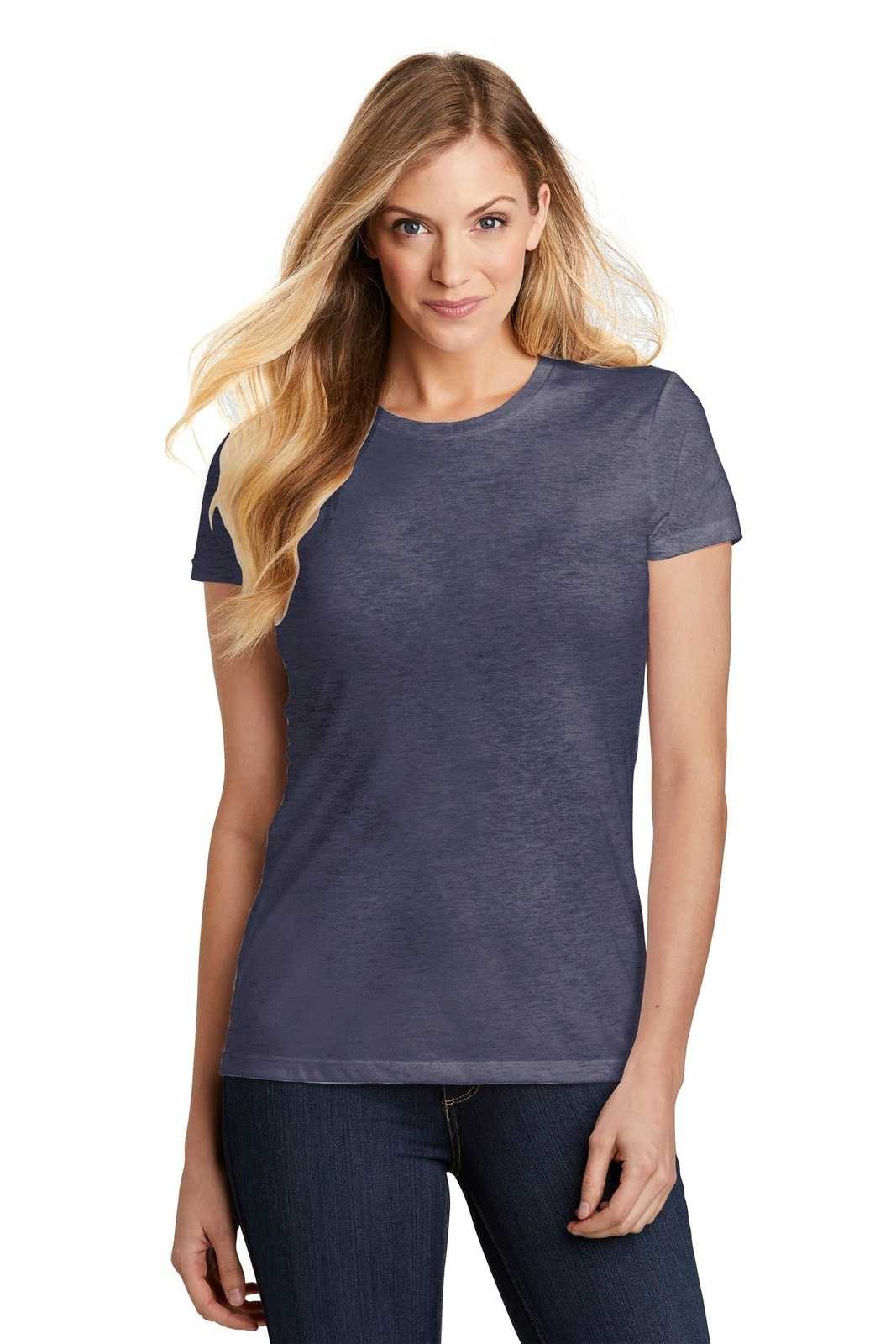 District DT155 Women's Fitted Perfect Tri Tee - Navy Frost - HIT a Double - 1