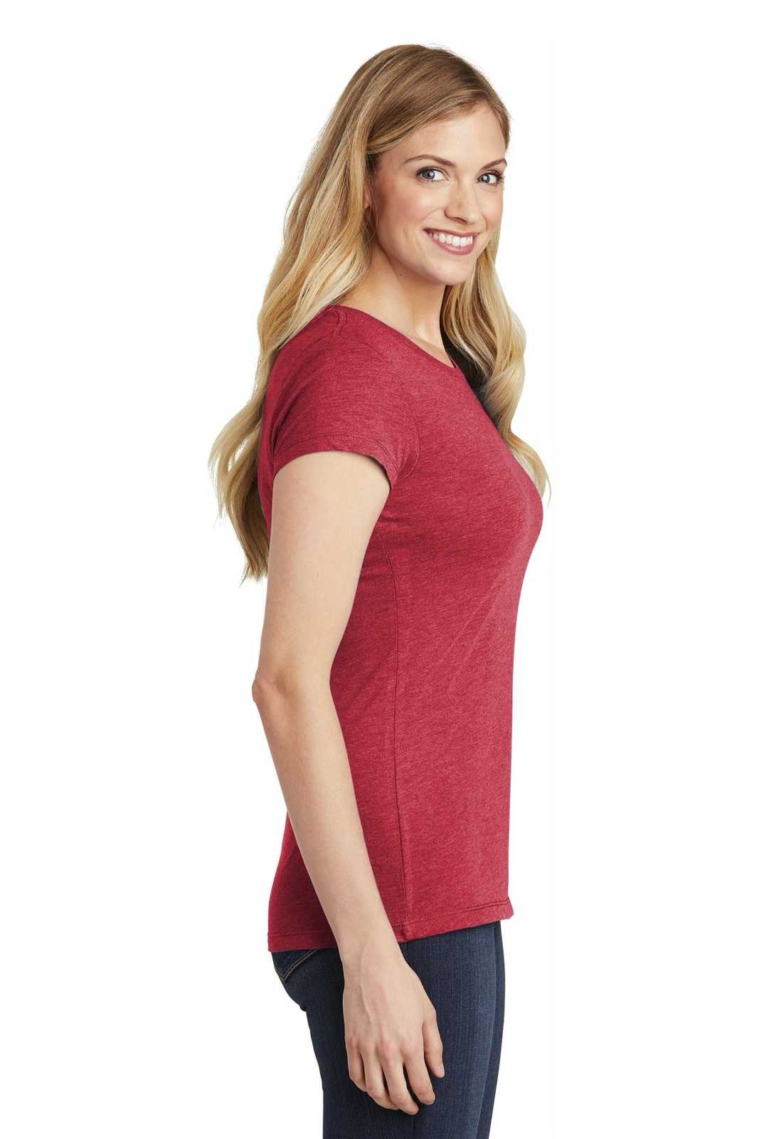 District DT155 Women&#39;s Fitted Perfect Tri Tee - Red Frost - HIT a Double - 3