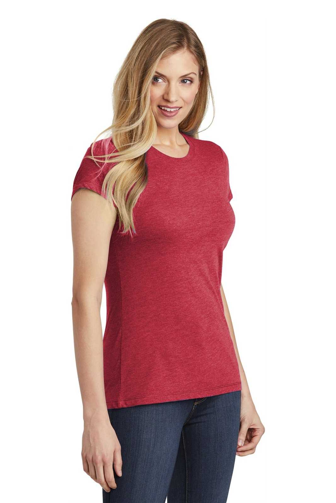 District DT155 Women&#39;s Fitted Perfect Tri Tee - Red Frost - HIT a Double - 4